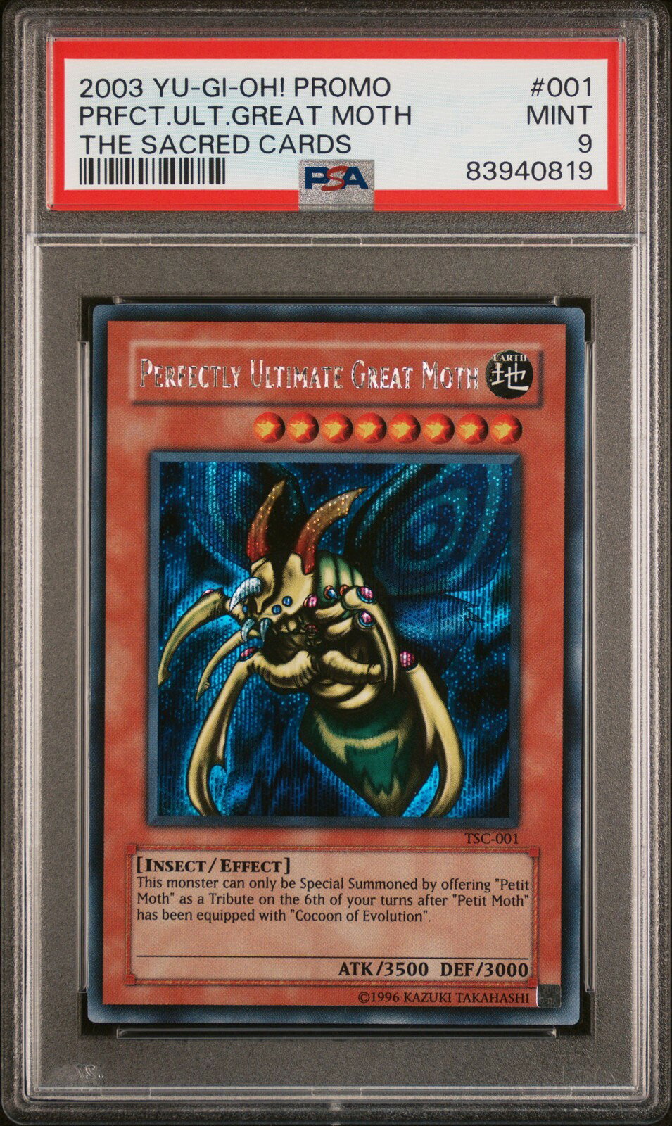 遊戯王英語版 2003 THE SACRED CARDS PERFECTLY ULTIMATE GREAT MOTH プロモ #001 PSA 9 鑑定済