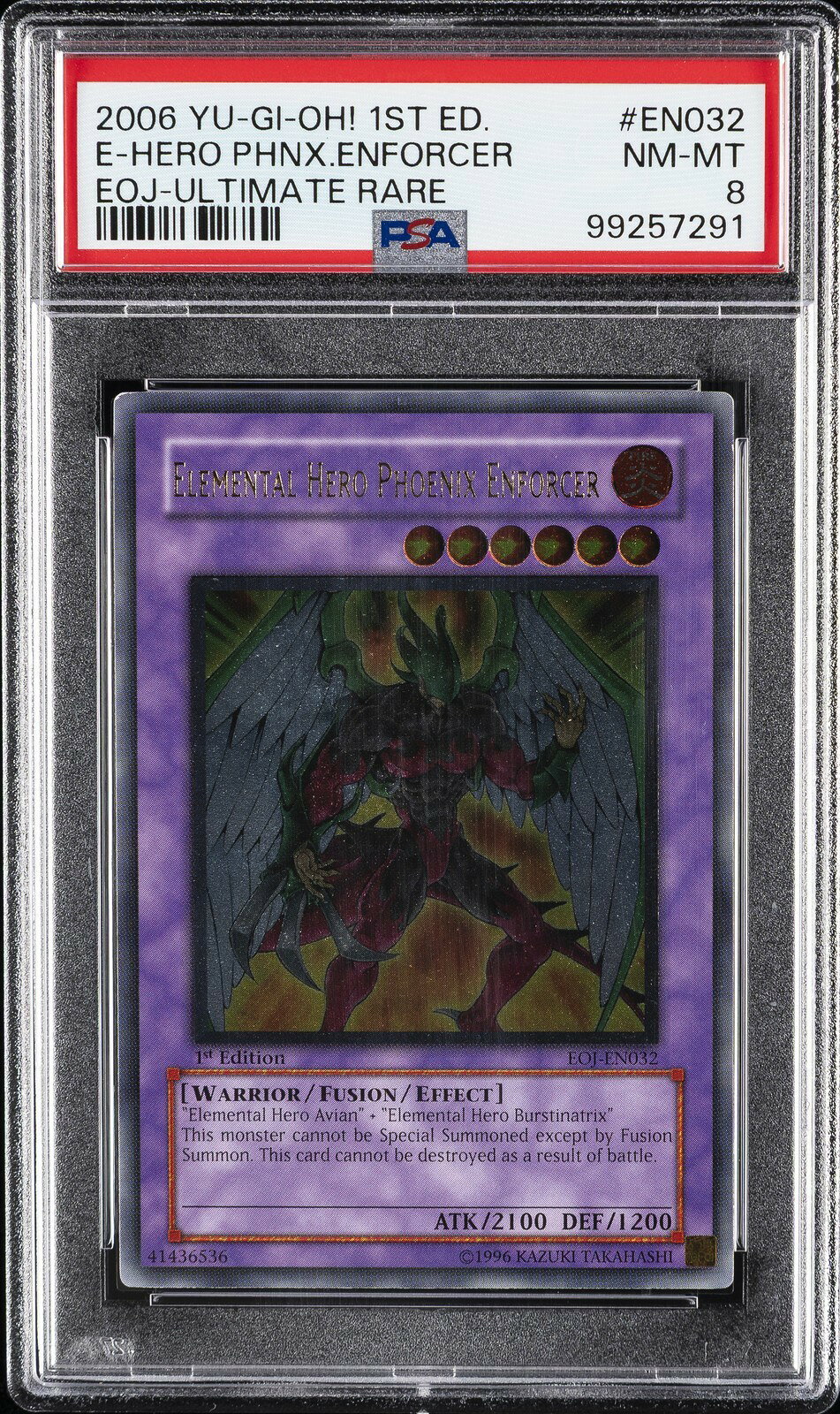 遊戯王英語版 2006 EOJ-Enemy of Justice Elemental Hero Phoenix Enforcer #EN032 PSA 8 鑑定済