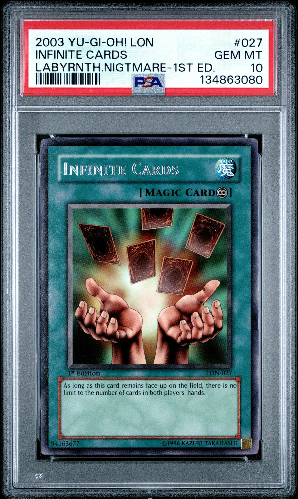 遊戯王英語版 2003 Labyrinth of Nightmare LON Infinite Cards インフィニット・カード 1st Ed #027 PSA 10 鑑定済