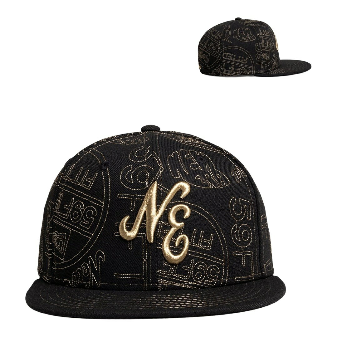 乐天商城 - New Era Sticker AOP 59FIFTY フィッテッド キャップ 帽子 ブラック MLB