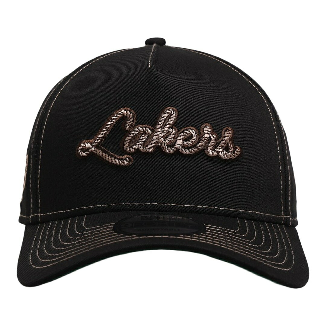 乐天商城 - New Era ロサンゼルス・レイカーズ Rope Script 9FORTY A-Frame スナップバック キャップ 帽子 NBA ブラック/ホワイト
