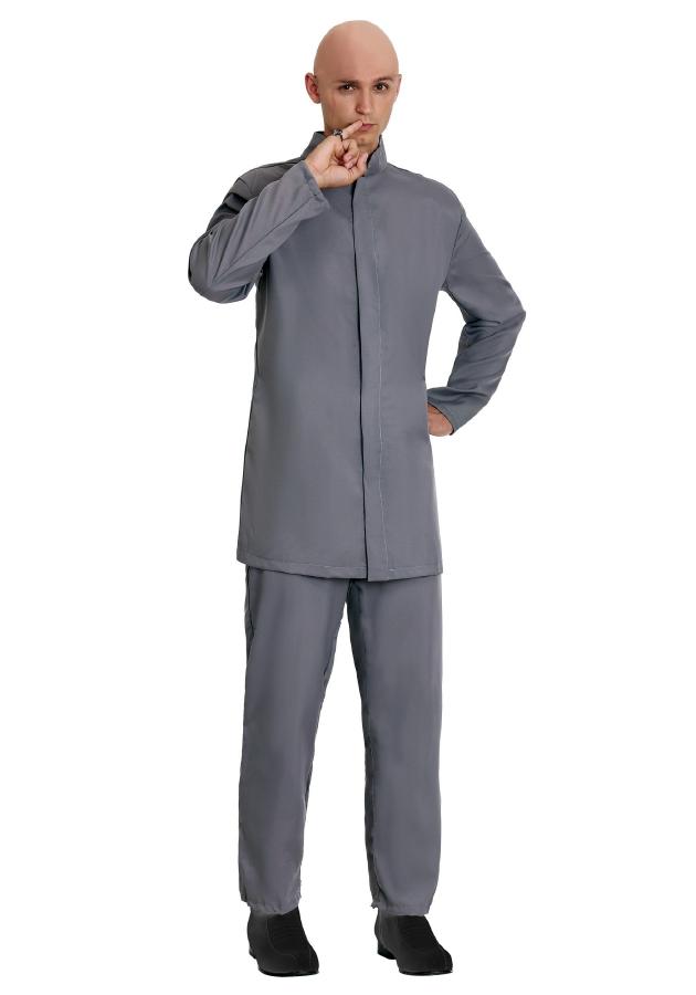 デラックス アダルト 博士 オースティンパワーズ グレイスーツ 大人用 男性用 メンズ コスチューム 2点セット ハロウィン 仮装 衣装