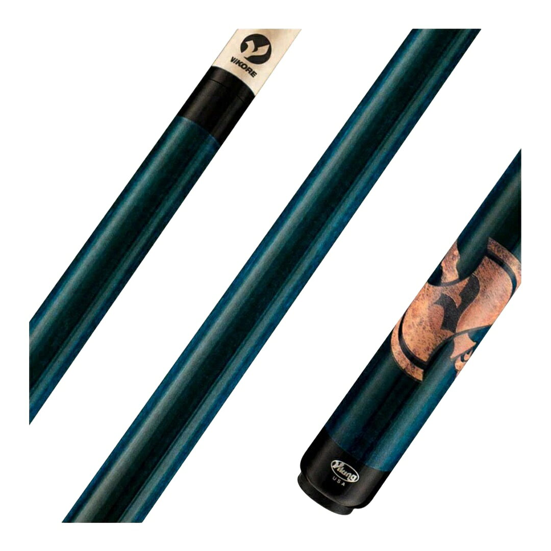 Viking De-Cues Series Teal Stained Northwood Maple with Axe ビリヤードキュー プレーキュー ViKOREローディフレクションシャフト 5/16x18ジョイント ノーラップ