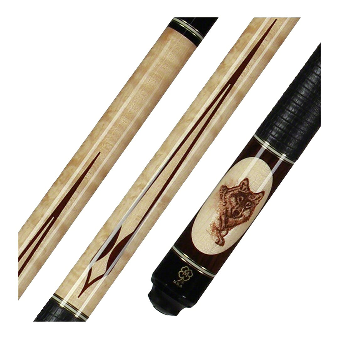 McDermott G Series Wildfire Wolf Head プレーキュー バーズアイメープル ローズウッド リザード型押しレザーラップ 3/8x10ジョイント G-Coreシャフト