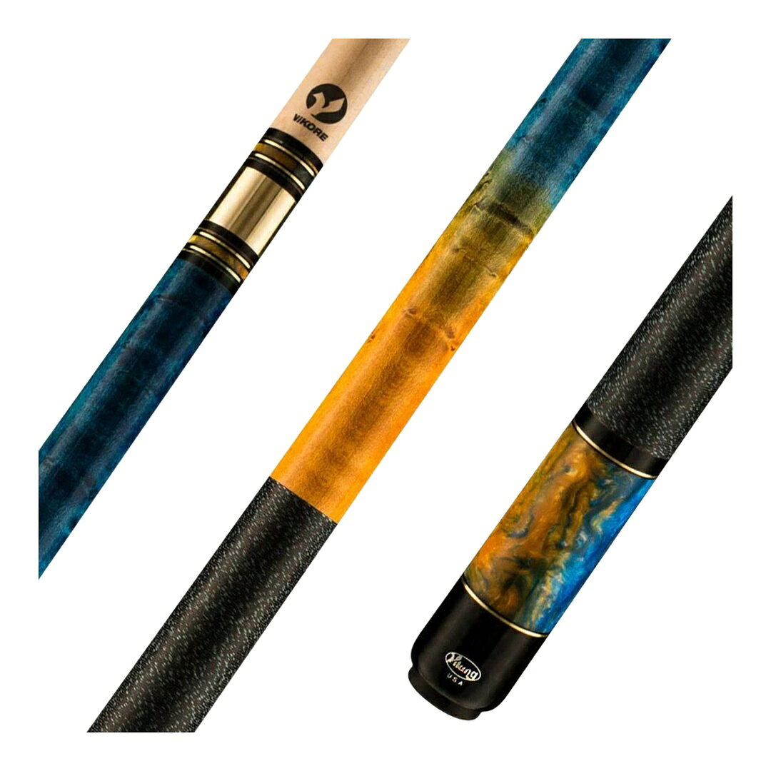 PRODUCT DETAILS Viking Twilight Series Ocean Blue & Yellow Sunflower Stain プレーキュー ViKOREシャフト アイリッシュリネンラップ 5/16クイックリリース【商品仕様】・ 種別：プレーキュー・ シャフト：ViKORE ハードロックメープル（5年熟成材）・ シャフト径：12.75mm・ テーパー：12-14インチ プロテーパー・ 先角：Viking SUPER Ferrule・ タップ：Tiger Everest（積層レザー）・ ジョイント：Viking 5/16 Quick Release（ステンレススチール）・ バット材質：プレミアム・バーズアイメープル（オーシャンブルー＆イエローサンフラワーステイン）・ ラップ：アイリッシュリネン（ダブルプレス ブラック・ブルースペック）・ 仕上げ：ウルトラバイオレット・ウレタン3層コーティング・ 全長：約58インチ（約147cm）【特徴】・ バット径を従来より細身に設計することで、より快適なグリップ感と操作性を追求したデザインです。・ 標準装備されたViKOREシャフトにより、コントロール性能とショットの正確性を高める設計となっています。・ ジョイント部にはステンレス製のクイックリリースピンを採用し、スムーズな着脱と安定した打感を実現しています。・ 5年間熟成させたメープル材を使用し、長期間にわたる複数回の切削工程を経て高い安定性を確保しています。【ご注意】・ 海外並行輸入品のため、付属の説明書がある場合は英語表記となります。【重量のご指定】・ 重量：19oz（標準）／選択可：19oz、18oz、18.25oz、18.5oz、18.75oz、19.25oz、19.5oz、19.75oz、20oz、20.25oz、20.5oz、20.75oz、21oz・ シャフト径：12.75mm（標準径のみ・変更不可）・ 重量のご希望がある場合はご注文時の備考欄にご記入ください。ご指定がない場合は標準仕様で手配いたします。・ 重量はメーカー出荷時の実測により±0.25oz程度前後することがあります。・ ご指定仕様で手配するため、ご注文後の仕様変更・返品交換はお受けできません。 ■ 商品について 海外輸入品（説明書は英語表記の場合あり） ■ ご注意 ・掲載画像は実物に近い色味になるよう調整しておりますが、ご利用の環境により差異が生じる場合があります。・複数店舗で在庫を共有しているため、ご注文後に在庫切れとなる場合がございます。 ■ 納期について お届けの目安を必ずご確認ください。 海外正規ルート仕入れ品 海外ブランド ▼ 海外正規ブランド店 正規代理店 ▼ 当 店 ※本商品は並行輸入品です 製造元は正規品と同一のブランド・メーカーです。当店では海外正規ルートより仕入れた商品を取り扱っております。流通ルートが異なるのみで、商品自体に違いはございません。 ── 当店の商品について ── 正規品のみ取り扱い 海外正規店・正規代理店から商品を直接仕入れ、国内に輸入して販売しております。 日本未入荷・海外限定モデルも多数 日本未入荷・海外限定モデルも多数取り扱っております。サイズ・カラー違いや海外限定で販売された製品など、日本では手に入りにくいアイテムをお届けいたします。 お求めやすい価格の理由 海外市場での価格差や流通ルートの違いにより、国内販売価格よりお求めやすくなっております。品質はそのままに、よりお手頃な価格でお届けいたします。 安心保証 ご使用前に万が一、製品に不具合がございました場合は、交換または商品代金のご返金にて対応させていただきます。商品到着後5日以内にご連絡ください。 ご注意 海外からの輸入品となります。海外輸送のため、外箱に軽微なスレ等がある場合がございますが、商品本体には影響ございません。 ※在庫状況は仕入先の在庫情報をもとに出来る限り正確に表示しておりますが、取寄せ商品のため、タイミングによりご注文後に欠品・キャンセルとなる場合がございます。 お探しの商品がございましたら、お気軽にご相談ください。