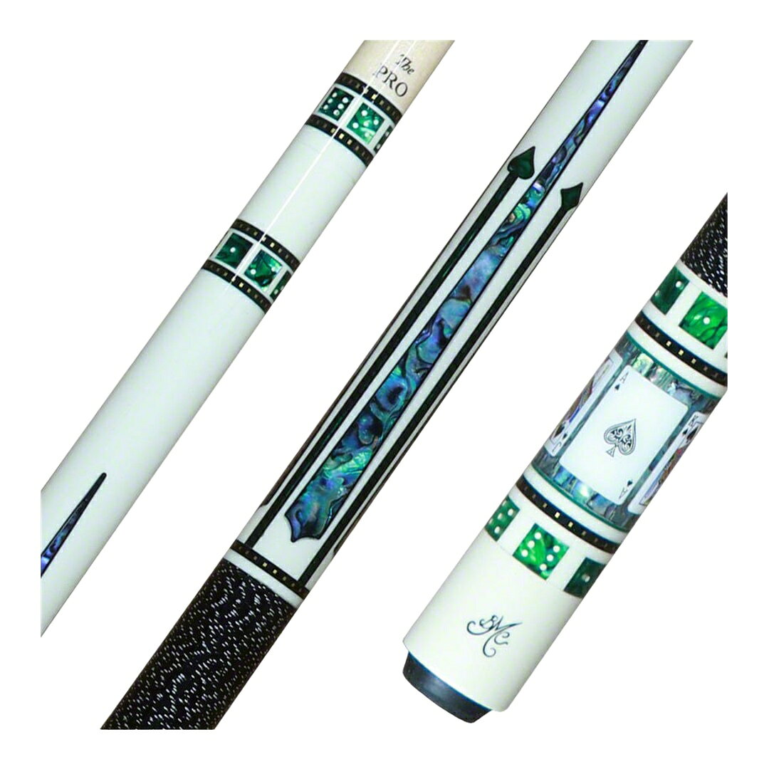 PRODUCT DETAILS Meucci BMC Casino 2 プレーキュー Meucci The Proシャフト パウア貝インレイ トランプ柄 ウレタンコートリネンラップ【商品仕様】・ 種別：プレーキュー・ シャフト：Meucci The Proシャフト（ローディフレクション）・ ジョイント：5/16 x 18・ バット材質：アイボリーカラー・パワーピストンスリーブ、天然パウア貝、アバロン・ ラップ：ウレタンコート ブラック＆ホワイト アイリッシュリネン・ 全長：約58インチ（約147cm）・ デザイン：トランプスート、ダイス、ロイヤルフラッシュ、シルバーインレイ【特徴】・ フォアアームにはアイボリー色のパワーピストンスリーブを採用し、ブラックで縁取られた天然パウア貝のポイントとトランプのスートが配置されています。・ バットスリーブには48ピースのアバロンをベースに、スペードのロイヤルフラッシュを表現した緻密なインレイワークが施されています。・ ジョイントやシャフトカラー部分には、数字入りのダイス（サイコロ）とシルバーの長方形パーツを組み合わせた独自のデザインを採用しています。・ シャフトには高い操作性と精度を両立する「Meucci The Proシャフト」が標準装備されています。【ご注意】・ 海外並行輸入品のため、付属の説明書がある場合は英語表記となります。【重量のご指定】・ 重量：19oz（標準）／選択可：19oz、18oz、18.25oz、18.5oz、18.75oz、19.25oz、19.5oz、19.75oz、20oz、20.25oz、20.5oz、20.75oz、21oz・ シャフト径：12.50mm（標準径のみ・変更不可）・ 重量のご希望がある場合はご注文時の備考欄にご記入ください。ご指定がない場合は標準仕様で手配いたします。・ 重量はメーカー出荷時の実測により±0.25oz程度前後することがあります。・ ご指定仕様で手配するため、ご注文後の仕様変更・返品交換はお受けできません。 ■ 商品について 海外輸入品（説明書は英語表記の場合あり） ■ ご注意 ・掲載画像は実物に近い色味になるよう調整しておりますが、ご利用の環境により差異が生じる場合があります。・複数店舗で在庫を共有しているため、ご注文後に在庫切れとなる場合がございます。 ■ 納期について お届けの目安を必ずご確認ください。 海外正規ルート仕入れ品 海外ブランド ▼ 海外正規ブランド店 正規代理店 ▼ 当 店 ※本商品は並行輸入品です 製造元は正規品と同一のブランド・メーカーです。当店では海外正規ルートより仕入れた商品を取り扱っております。流通ルートが異なるのみで、商品自体に違いはございません。 ── 当店の商品について ── 正規品のみ取り扱い 海外正規店・正規代理店から商品を直接仕入れ、国内に輸入して販売しております。 日本未入荷・海外限定モデルも多数 日本未入荷・海外限定モデルも多数取り扱っております。サイズ・カラー違いや海外限定で販売された製品など、日本では手に入りにくいアイテムをお届けいたします。 お求めやすい価格の理由 海外市場での価格差や流通ルートの違いにより、国内販売価格よりお求めやすくなっております。品質はそのままに、よりお手頃な価格でお届けいたします。 安心保証 ご使用前に万が一、製品に不具合がございました場合は、交換または商品代金のご返金にて対応させていただきます。商品到着後5日以内にご連絡ください。 ご注意 海外からの輸入品となります。海外輸送のため、外箱に軽微なスレ等がある場合がございますが、商品本体には影響ございません。 ※在庫状況は仕入先の在庫情報をもとに出来る限り正確に表示しておりますが、取寄せ商品のため、タイミングによりご注文後に欠品・キャンセルとなる場合がございます。 お探しの商品がございましたら、お気軽にご相談ください。