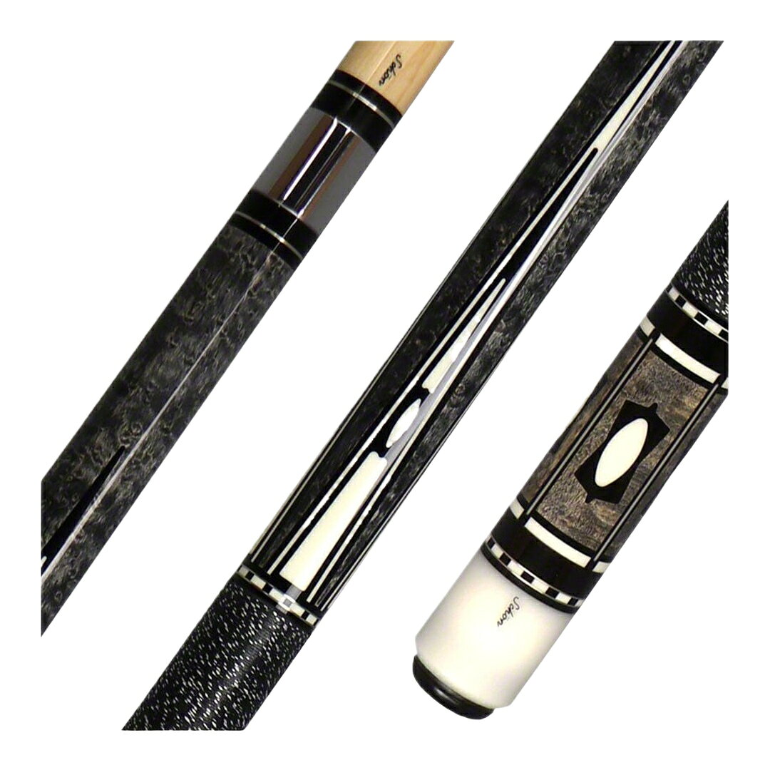 Schon STL Series プレーキュー グレー バーズアイメープル エボニー 4ポイント アイリッシュリネンラップ ビリヤードキュー
