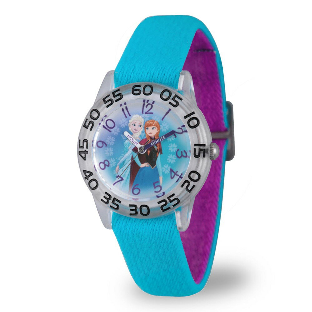 ディズニー フローズン エルサ＆アナ 腕時計 キッズ ホワイトベゼル ブルーストラップ