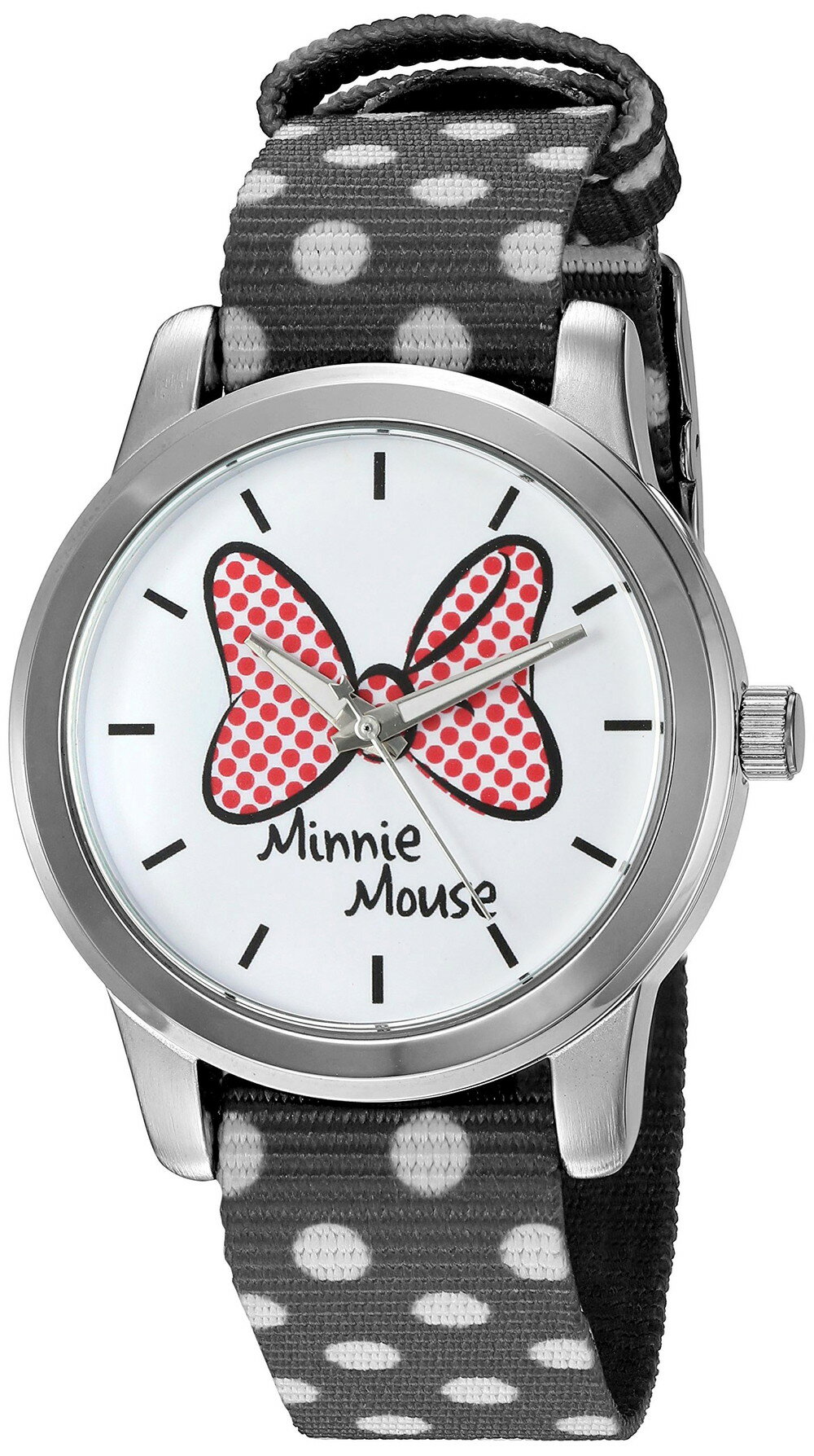 ディズニー ミニーマウス 腕時計 レディース リバーシブル ブラック/ホワイトドット ナイロンストラップ