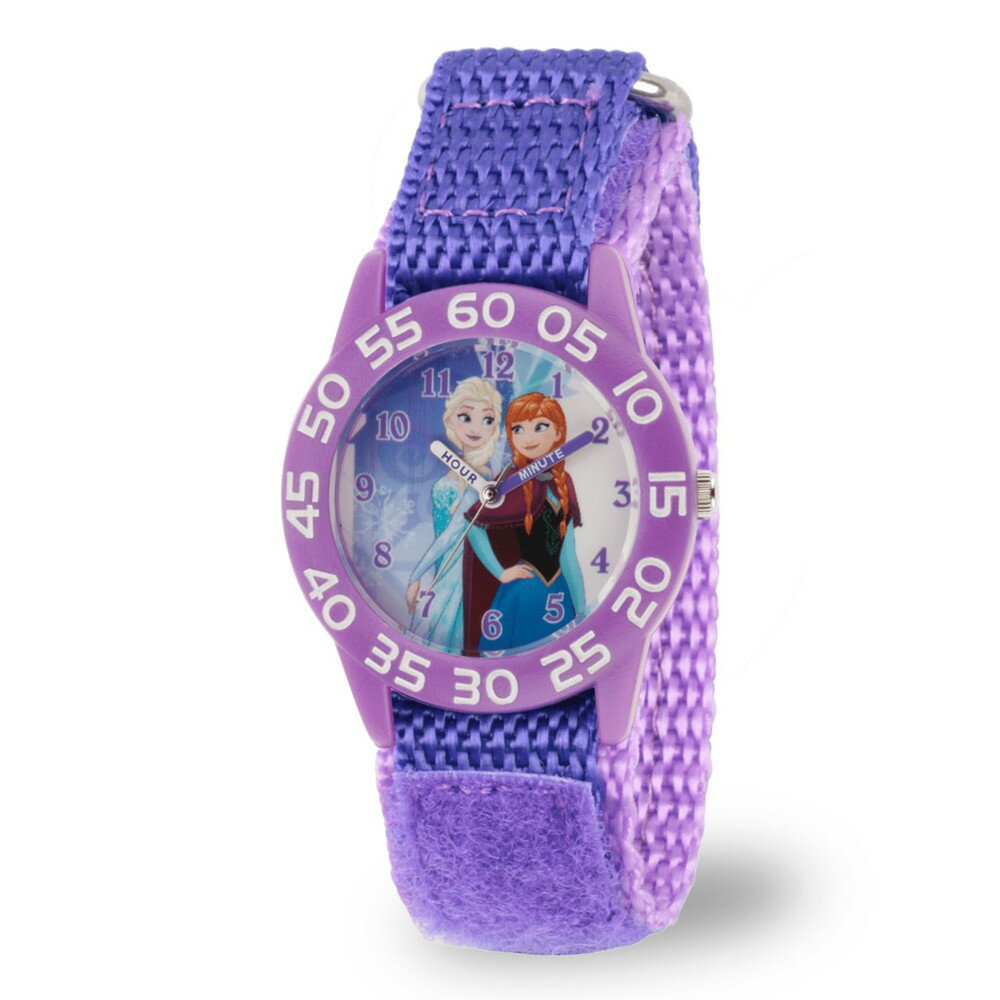 ディズニー フローズン エルサ＆アナ 腕時計 キッズ ガールズ パープルベゼル ナイロンストラップ