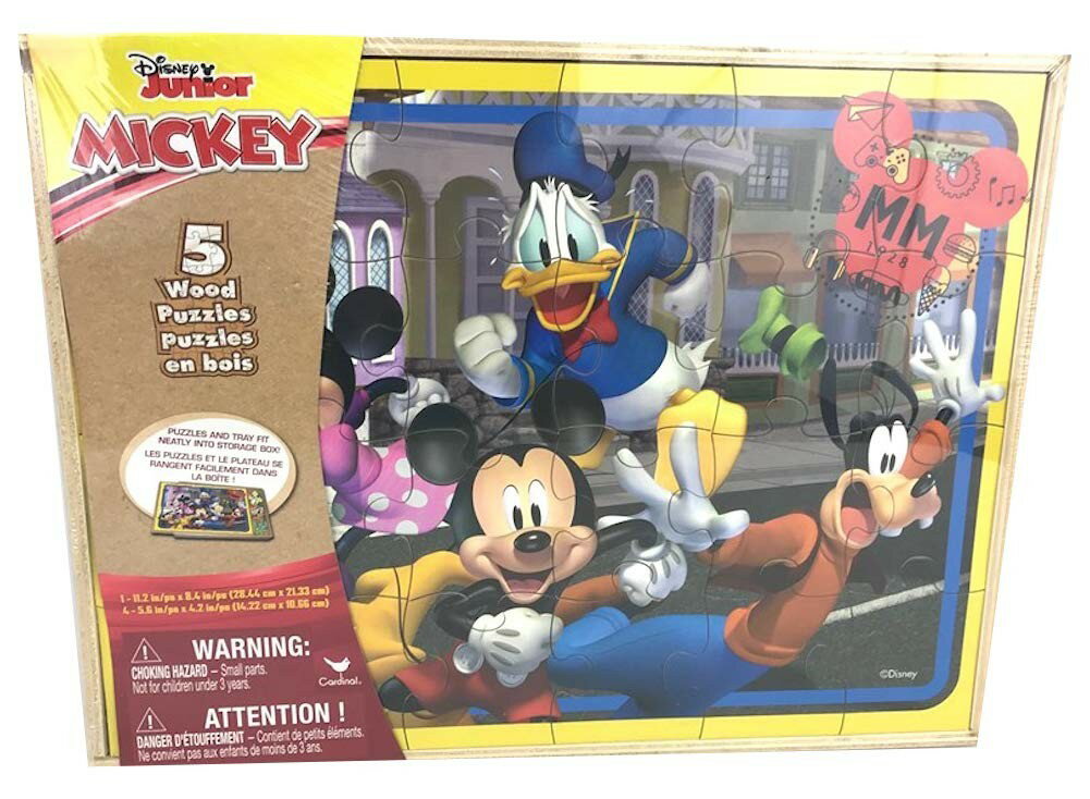 樂天商城 - ディズニー ミッキーマウス 木製パズル 5点セット 収納ボックス付き 知育玩具 おもちゃ