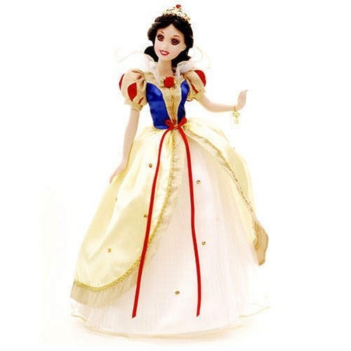 Disney Snow White Porcelain Doll, Porcelain Figurine with Brass Key, Collector's Item