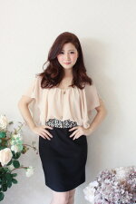 JOL022【全3色】シフォンケープ風パール付ワンピース【卒業式・入学式のセレモニー】【結婚式・パーティ・二次会】◆30代40代50代ファッションフォーマル【送料無料】