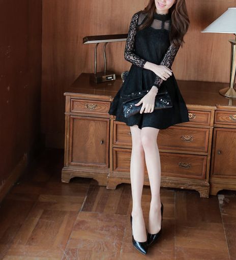 レースワンピース ブラック ホワイト黒白 レデ...の紹介画像2