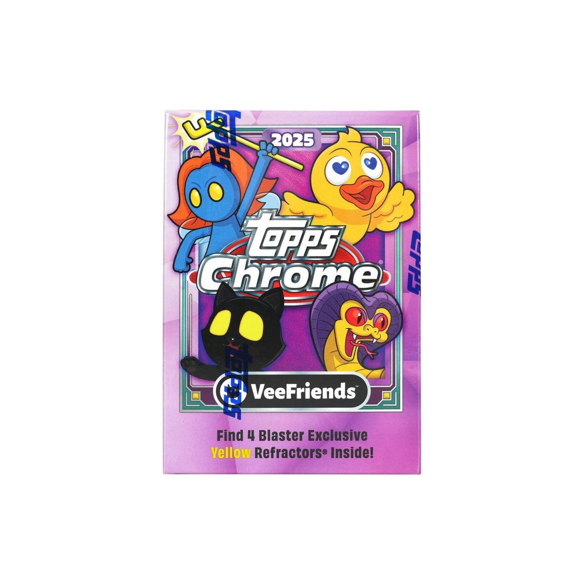 PRODUCT DETAILS ヴィーフレンズ 英語版 2025 Topps Chrome VeeFriends ブラスターボックス【商品仕様】箱数：1パック数：81パック枚数：4総枚数：32【ボックス封入内容（メーカー公表の平均）】・限定イエロー・リフレクター・パラレル：各ボックスに封入【ランダム封入（パラレル・インサート・サイン等）】・ベースカード：100種類のキャラクターを収録・ブラスター限定パラレル：Yellow Refractor, Blast Off Refractor (1枚限定)・シリアル入りパラレル：250枚、199枚、150枚、99枚、75枚、50枚、25枚、20枚、10枚、5枚限定、1枚限定(SuperFractor)等・インサート：Sketch to Screen, Entrepreneur Elf's Favorite Entrepreneurs, VeeFriends Y2K, Iconics, Erupt!等・ショートプリント：Manga Speckle Set, GAME ON Shadowbox (99枚限定〜), Topps 1975 (75枚限定)・直筆サインカード：著名起業家（Kevin Hart, Bethenny Frankel等）のサインをランダム封入・スケッチカード：アーティストやインフルエンサー、GaryVee本人による1点物の手書きカード【ご注意】・海外版（北米流通）の未開封ボックスです。カード・パッケージのテキストは英語表記です。・封入はランダムで、特定カードの封入を保証するものではありません。 ■ 商品について 海外輸入品（説明書は英語表記の場合あり） ■ ご注意 ・掲載画像は実物に近い色味になるよう調整しておりますが、ご利用の環境により差異が生じる場合があります。・複数店舗で在庫を共有しているため、ご注文後に在庫切れとなる場合がございます。 ■ 納期について お届けの目安を必ずご確認ください。 海外正規ルート仕入れ品 海外ブランド ▼ 海外正規ブランド店 正規代理店 ▼ 当 店 ※本商品は並行輸入品です 製造元は正規品と同一のブランド・メーカーです。当店では海外正規ルートより仕入れた商品を取り扱っております。流通ルートが異なるのみで、商品自体に違いはございません。 ── 当店の商品について ── 正規品のみ取り扱い 海外正規店・正規代理店から商品を直接仕入れ、国内に輸入して販売しております。 日本未入荷・海外限定モデルも多数 日本未入荷・海外限定モデルも多数取り扱っております。サイズ・カラー違いや海外限定で販売された製品など、日本では手に入りにくいアイテムをお届けいたします。 お求めやすい価格の理由 海外市場での価格差や流通ルートの違いにより、国内販売価格よりお求めやすくなっております。品質はそのままに、よりお手頃な価格でお届けいたします。 安心保証 ご使用前に万が一、製品に不具合がございました場合は、交換または商品代金のご返金にて対応させていただきます。商品到着後5日以内にご連絡ください。 ご注意 海外からの輸入品となります。海外輸送のため、外箱に軽微なスレ等がある場合がございますが、商品本体には影響ございません。 ※在庫状況は仕入先の在庫情報をもとに出来る限り正確に表示しておりますが、取寄せ商品のため、タイミングによりご注文後に欠品・キャンセルとなる場合がございます。 お探しの商品がございましたら、お気軽にご相談ください。