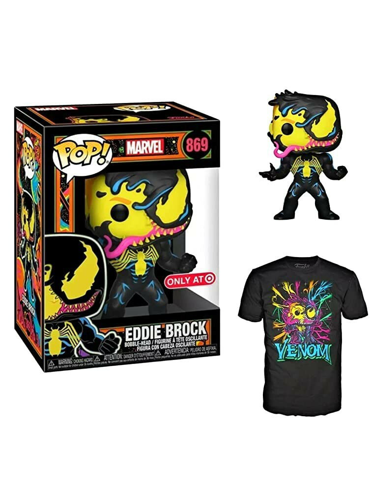 乐天商城 - Funko Pop! マーベル ヴェノム (エディ・ブロック) ブラックライト フィギュア & Tシャツ セット Lサイズ