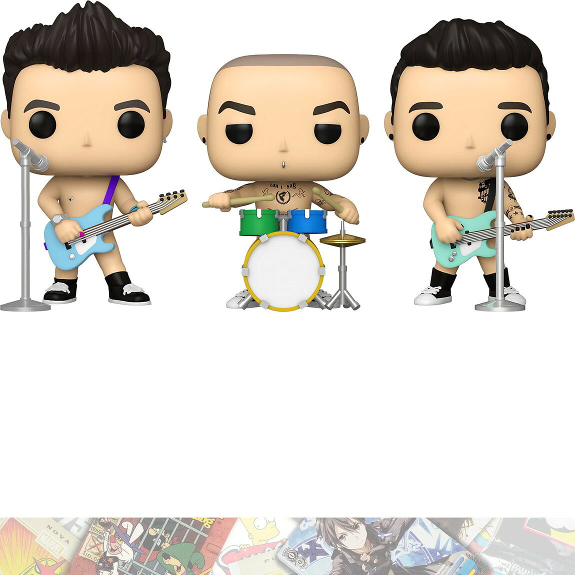 Funko Pop! Rocks マーク・ホッパス トラヴィス・バーカー トム・デロング フィギュア ポップ トレーディングカード付き セット