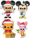 Funko Pop! ディズニー クリスマスホリデー - ミッキーマウス ベル付き、ミニーマウス キャロリング、サンタ姿のプーさん