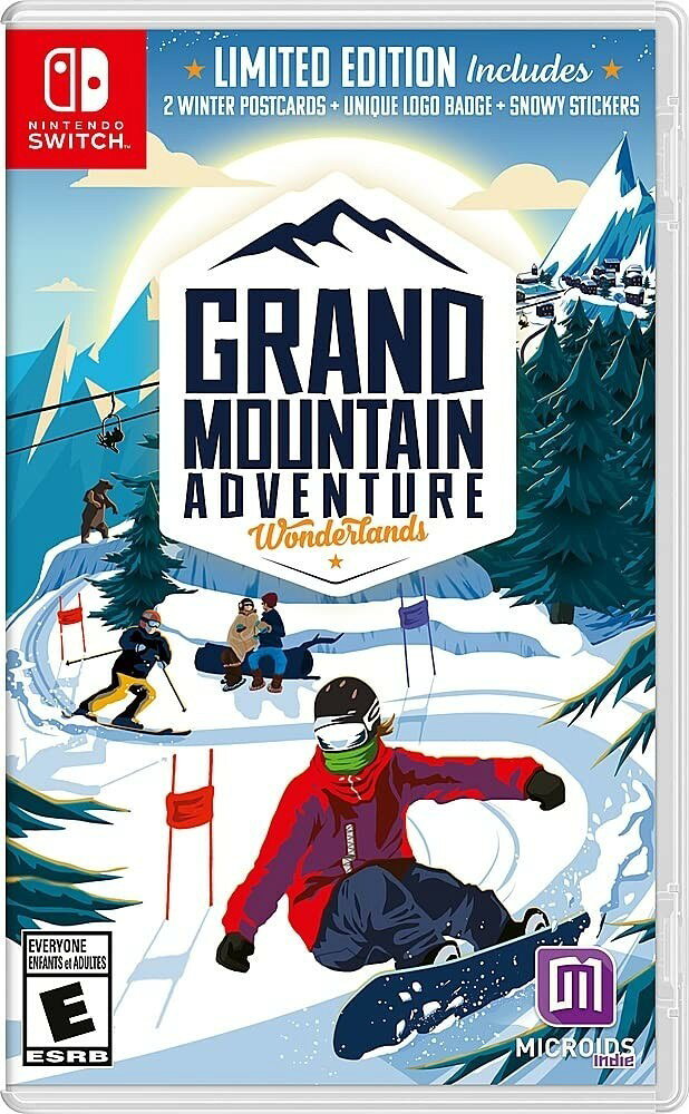 PRODUCT DETAILS 【商品情報】・商品名：Grand Mountain Adventure: Wonderlands Day One Edition - Nintendo Switch・対応機種：ニンテンドースイッチ（Switch）・仕様：北米版（NTSC-U/C）・言語：英語【コンディション】・新品未開封の海外直輸入品です。・パッケージに輸送によるスレ・小傷がある場合があります。 ■ 北米版ゲームについてのご注意（必ずお読みください） 【北米版 ゲームについてのご注意】こちらの商品は、北米版（海外仕様）のゲームソフトです。・ニンテンドースイッチ（Switch）本体はリージョンフリーのため、日本国内の本体でもプレイいただけます。・ゲーム内の表示および音声は、基本的に英語です。日本語には対応していない場合があります。・オンライン機能・ダウンロードコンテンツ等は、アカウントの地域により利用できない場合があります。・海外版であることを理由とした返品・交換はお受けできません。 ■ ご注意 ・掲載画像は実物に近い色味になるよう調整しておりますが、ご利用の環境により差異が生じる場合があります。・複数店舗で在庫を共有しているため、ご注文後に在庫切れとなる場合がございます。・海外倉庫からのお取り寄せのため、発送までに数日〜2〜3週間程度かかる場合があります。 ■ 納期についてお届けの目安を必ずご確認ください。 ご注意 海外からの輸入品となります。海外輸送のため、外箱に軽微なスレ等がある場合がございますが、商品本体には影響ございません。 ※在庫状況は仕入先の在庫情報をもとに出来る限り正確に表示しておりますが、取寄せ商品のため、タイミングによりご注文後に欠品・キャンセルとなる場合がございます。