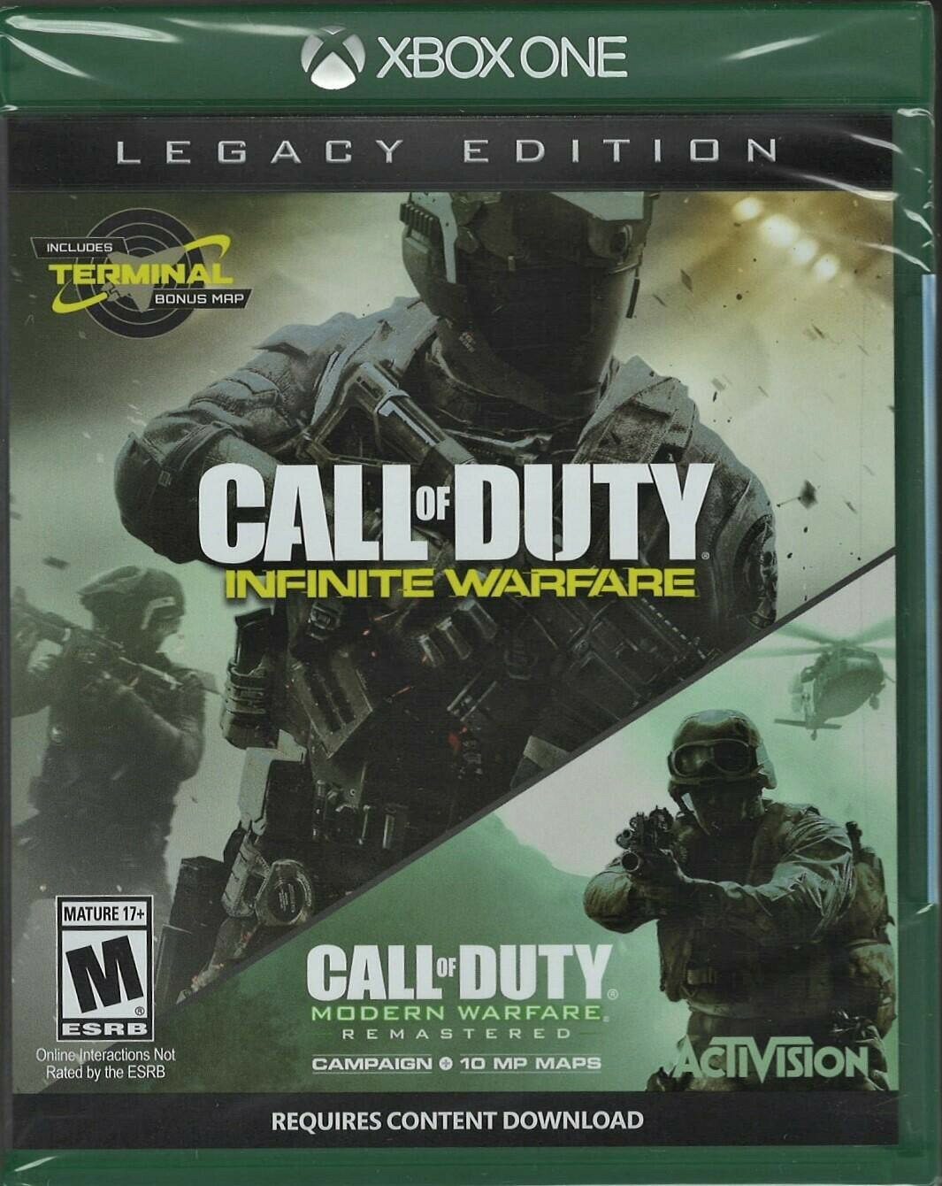 PRODUCT DETAILS 【商品情報】・商品名：Call of Duty: Infinite Warfare Legacy Edition Xbox One (Brand New Factory Sealed・対応機種：Xbox One（Xbox One）・仕様：北米版（NTSC-U/C）・言語：英語【コンディション】・新品未開封の海外直輸入品です。・パッケージに輸送によるスレ・小傷がある場合があります。 ■ 北米版ゲームについてのご注意（必ずお読みください） 【北米版 ゲームについてのご注意】こちらの商品は、北米版（海外仕様）のゲームソフトです。・Xbox One（Xbox One）本体はリージョンフリーのため、日本国内の本体でもプレイいただけます。・ゲーム内の表示および音声は、基本的に英語です。日本語には対応していない場合があります。・オンライン機能・ダウンロードコンテンツ等は、アカウントの地域により利用できない場合があります。・海外版であることを理由とした返品・交換はお受けできません。 ■ ご注意 ・掲載画像は実物に近い色味になるよう調整しておりますが、ご利用の環境により差異が生じる場合があります。・複数店舗で在庫を共有しているため、ご注文後に在庫切れとなる場合がございます。・海外倉庫からのお取り寄せのため、発送までに数日〜2〜3週間程度かかる場合があります。 ■ 納期についてお届けの目安を必ずご確認ください。 ご注意 海外からの輸入品となります。海外輸送のため、外箱に軽微なスレ等がある場合がございますが、商品本体には影響ございません。 ※在庫状況は仕入先の在庫情報をもとに出来る限り正確に表示しておりますが、取寄せ商品のため、タイミングによりご注文後に欠品・キャンセルとなる場合がございます。