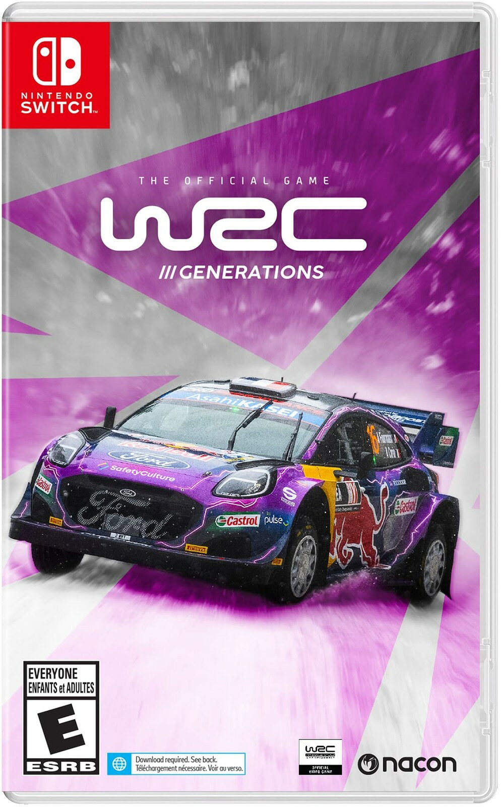 PRODUCT DETAILS 【商品情報】・商品名：WRC Generations - Nintendo Switch・対応機種：ニンテンドースイッチ（Switch）・仕様：北米版（NTSC-U/C）・言語：英語【コンディション】・新品未開封の海外直輸入品です。・パッケージに輸送によるスレ・小傷がある場合があります。 ■ 北米版ゲームについてのご注意（必ずお読みください） 【北米版 ゲームについてのご注意】こちらの商品は、北米版（海外仕様）のゲームソフトです。・ニンテンドースイッチ（Switch）本体はリージョンフリーのため、日本国内の本体でもプレイいただけます。・ゲーム内の表示および音声は、基本的に英語です。日本語には対応していない場合があります。・オンライン機能・ダウンロードコンテンツ等は、アカウントの地域により利用できない場合があります。・海外版であることを理由とした返品・交換はお受けできません。 ■ ご注意 ・掲載画像は実物に近い色味になるよう調整しておりますが、ご利用の環境により差異が生じる場合があります。・複数店舗で在庫を共有しているため、ご注文後に在庫切れとなる場合がございます。・海外倉庫からのお取り寄せのため、発送までに数日〜2〜3週間程度かかる場合があります。 ■ 納期についてお届けの目安を必ずご確認ください。 ご注意 海外からの輸入品となります。海外輸送のため、外箱に軽微なスレ等がある場合がございますが、商品本体には影響ございません。 ※在庫状況は仕入先の在庫情報をもとに出来る限り正確に表示しておりますが、取寄せ商品のため、タイミングによりご注文後に欠品・キャンセルとなる場合がございます。