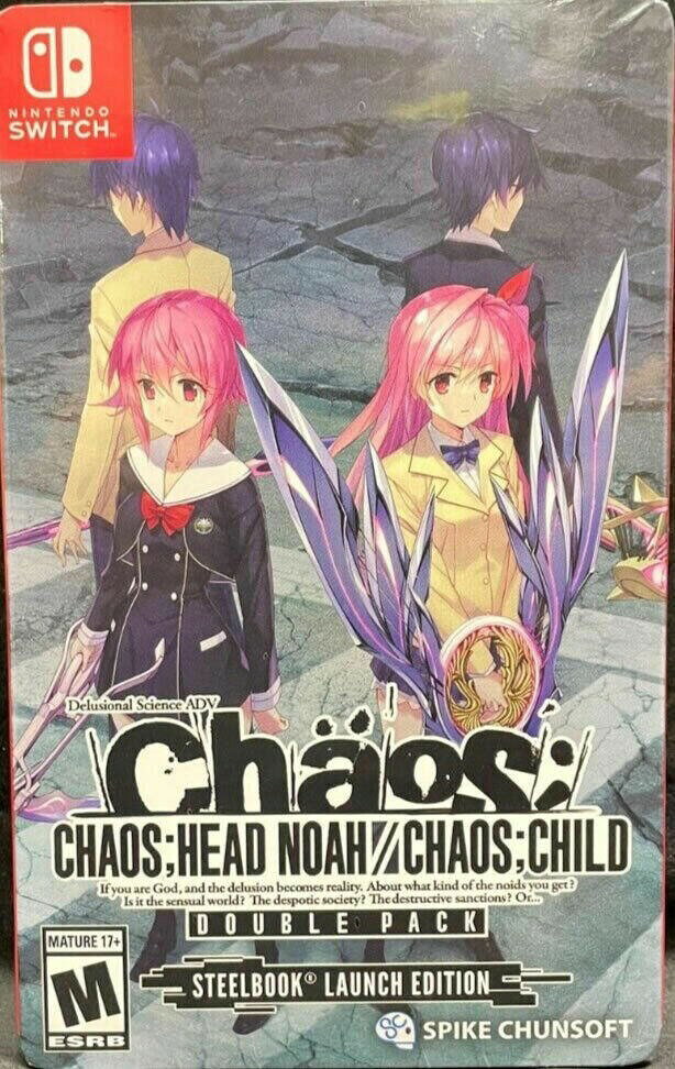 PRODUCT DETAILS 【商品情報】・商品名：Chaos:Head Noah/Chaos:Child Double Pack Steelbook - Nintendo Switch・対応機種：ニンテンドースイッチ（Switch）・仕様：北米版（NTSC-U/C）・言語：英語【コンディション】・新品未開封の海外直輸入品です。・パッケージに輸送によるスレ・小傷がある場合があります。 ■ 北米版ゲームについてのご注意（必ずお読みください） 【北米版 ゲームについてのご注意】こちらの商品は、北米版（海外仕様）のゲームソフトです。・ニンテンドースイッチ（Switch）本体はリージョンフリーのため、日本国内の本体でもプレイいただけます。・ゲーム内の表示および音声は、基本的に英語です。日本語には対応していない場合があります。・オンライン機能・ダウンロードコンテンツ等は、アカウントの地域により利用できない場合があります。・海外版であることを理由とした返品・交換はお受けできません。 ■ ご注意 ・掲載画像は実物に近い色味になるよう調整しておりますが、ご利用の環境により差異が生じる場合があります。・複数店舗で在庫を共有しているため、ご注文後に在庫切れとなる場合がございます。・海外倉庫からのお取り寄せのため、発送までに数日〜2〜3週間程度かかる場合があります。 ■ 納期についてお届けの目安を必ずご確認ください。 ご注意 海外からの輸入品となります。海外輸送のため、外箱に軽微なスレ等がある場合がございますが、商品本体には影響ございません。 ※在庫状況は仕入先の在庫情報をもとに出来る限り正確に表示しておりますが、取寄せ商品のため、タイミングによりご注文後に欠品・キャンセルとなる場合がございます。