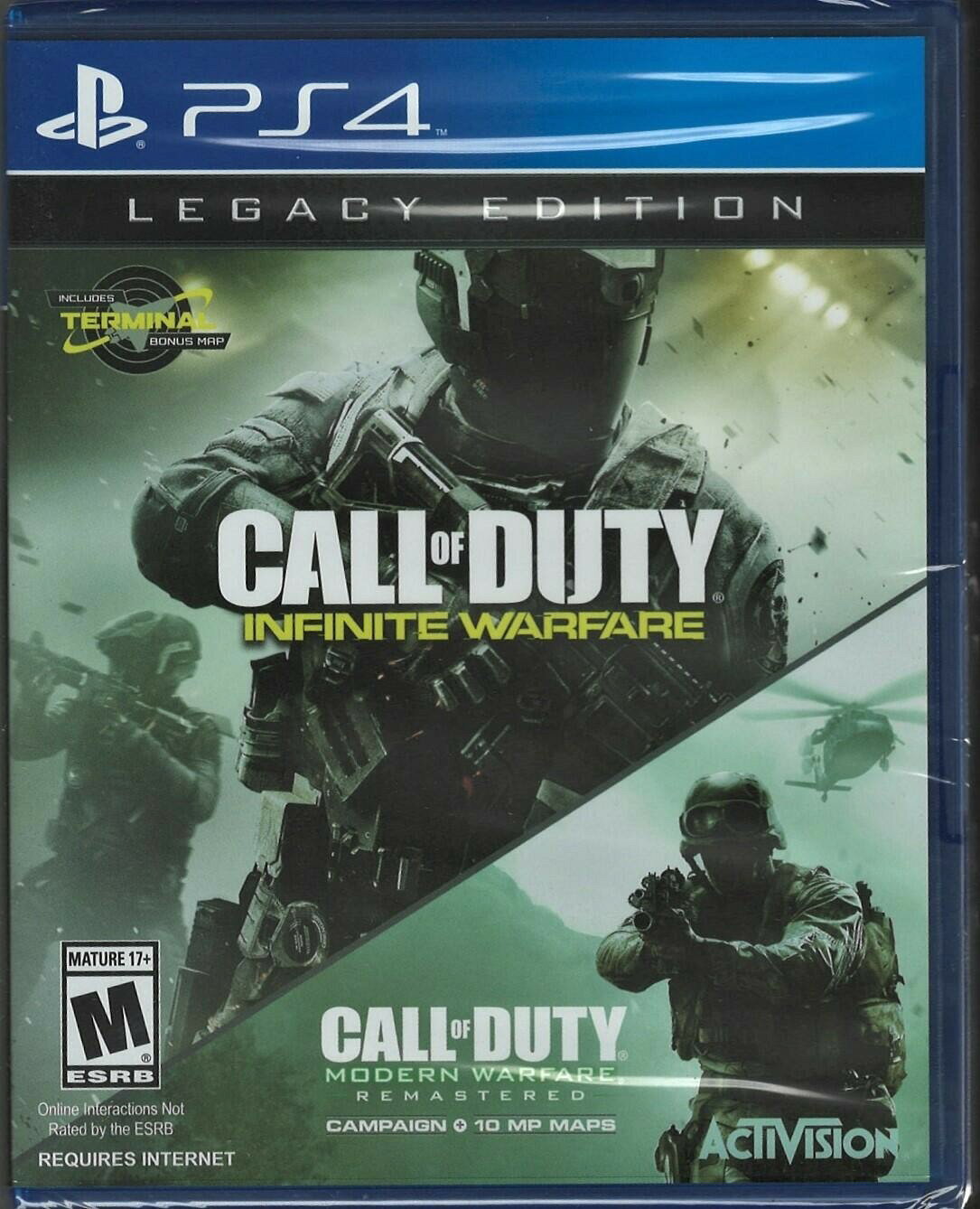 PRODUCT DETAILS 【商品情報】・商品名：Call of Duty: Infinite Warfare Legacy Edition PS4 (Brand New Factory Sealed US V・対応機種：プレイステーション4（PS4）・仕様：北米版（NTSC-U/C）・言語：英語【コンディション】・新品未開封の海外直輸入品です。・パッケージに輸送によるスレ・小傷がある場合があります。 ■ 北米版ゲームについてのご注意（必ずお読みください） 【北米版 ゲームについてのご注意】こちらの商品は、北米版（海外仕様）のゲームソフトです。・プレイステーション4（PS4）本体はリージョンフリーのため、日本国内の本体でもプレイいただけます。・ゲーム内の表示および音声は、基本的に英語です。日本語には対応していない場合があります。・オンライン機能・ダウンロードコンテンツ等は、アカウントの地域により利用できない場合があります。・海外版であることを理由とした返品・交換はお受けできません。 ■ ご注意 ・掲載画像は実物に近い色味になるよう調整しておりますが、ご利用の環境により差異が生じる場合があります。・複数店舗で在庫を共有しているため、ご注文後に在庫切れとなる場合がございます。・海外倉庫からのお取り寄せのため、発送までに数日〜2〜3週間程度かかる場合があります。 ■ 納期についてお届けの目安を必ずご確認ください。 ご注意 海外からの輸入品となります。海外輸送のため、外箱に軽微なスレ等がある場合がございますが、商品本体には影響ございません。 ※在庫状況は仕入先の在庫情報をもとに出来る限り正確に表示しておりますが、取寄せ商品のため、タイミングによりご注文後に欠品・キャンセルとなる場合がございます。