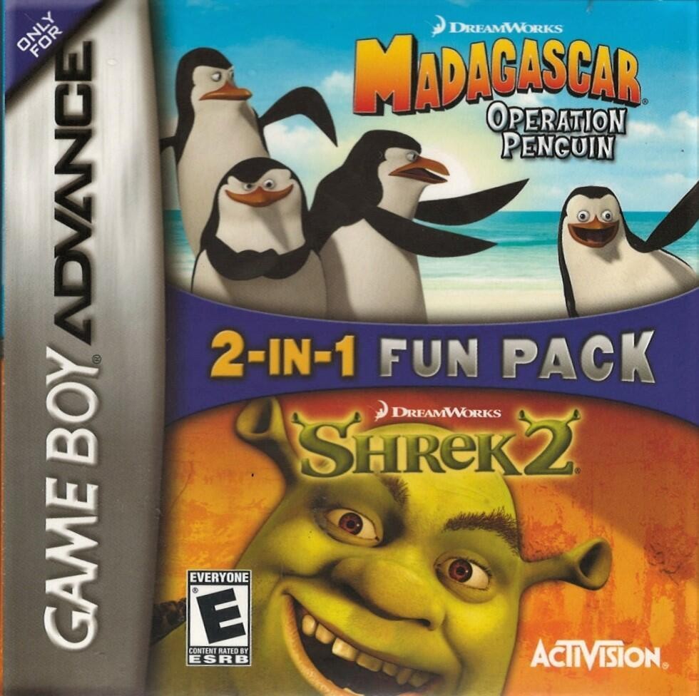 Shrek 2 / Madagascar Operation Penguins 2 pk GBA (Brand New Factory Sealed US Ve 北米版 GBA ゲームボーイアドバンス 海外版ソフト