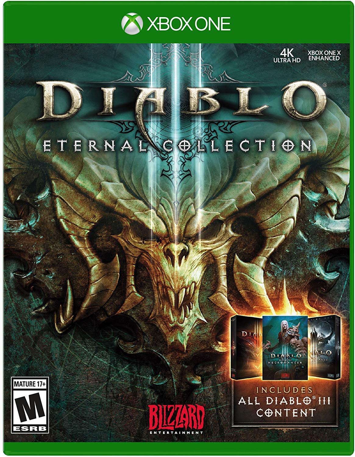 PRODUCT DETAILS 【商品情報】・商品名：Diablo III Eternal Collection - Xbox One・対応機種：Xbox One／Xbox Series X・仕様：北米版・言語：英語【コンディション】・新品・海外直輸入品です。・パッケージに輸送によるスレ・小傷がある場合があります。 ■ 日本国内のXbox本体でプレイいただけます Xbox One／Xbox Series X のディスクはリージョンフリーのため、北米版のソフトも日本国内で購入された本体でそのままプレイいただけます。対応本体：Xbox One／Xbox One S／Xbox One X／Xbox Series X ■ 北米版ゲームについてのご注意（必ずお読みください） ・ゲーム内の表示および音声は英語です。日本語には対応しておりません。・Xbox Series S はディスクドライブを搭載していないため、本商品はプレイできません。・追加コンテンツ（DLC）やオンライン機能のご利用には、北米（海外）のMicrosoftアカウントが必要となる場合があります。・パッケージ・取扱説明書はすべて英語表記です。・海外版であること、およびお手持ちの本体で使用できないことを理由とした返品・交換はお受けできません。 ■ ご注意 ・掲載画像は実物に近い色味になるよう調整しておりますが、ご利用の環境により差異が生じる場合があります。・複数店舗で在庫を共有しているため、ご注文後に在庫切れとなる場合がございます。・海外倉庫からのお取り寄せのため、発送までに数日〜2〜3週間程度かかる場合があります。 ■ 納期についてお届けの目安を必ずご確認ください。 ご注意 海外からの輸入品となります。海外輸送のため、外箱に軽微なスレ等がある場合がございますが、商品本体には影響ございません。 ※在庫状況は仕入先の在庫情報をもとに出来る限り正確に表示しておりますが、取寄せ商品のため、タイミングによりご注文後に欠品・キャンセルとなる場合がございます。