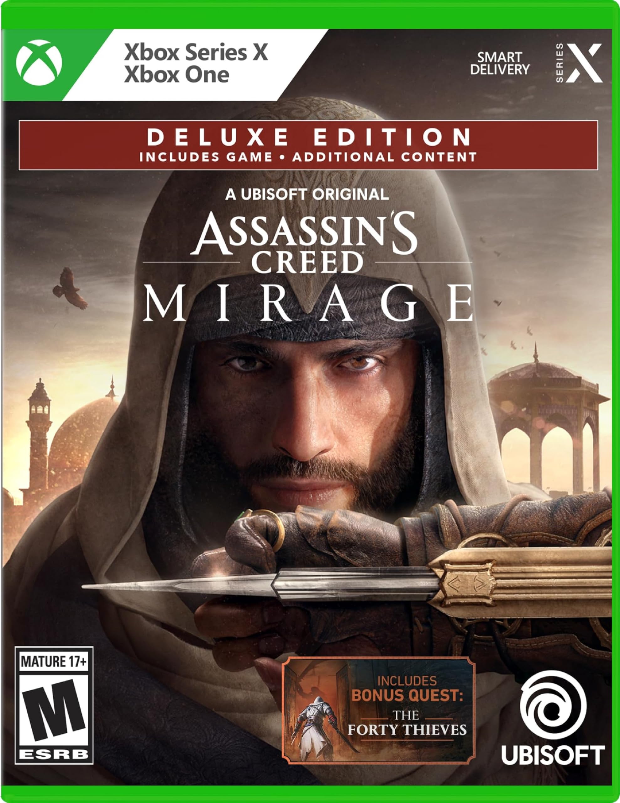 PRODUCT DETAILS 【商品情報】・商品名：ASSASSIN'S CREED MIRAGE - DELUXE EDITION, XBOX X・対応機種：Xbox One／Xbox Series X・仕様：北米版・言語：英語【コンディション】・新品・海外直輸入品です。・パッケージに輸送によるスレ・小傷がある場合があります。 ■ 日本国内のXbox本体でプレイいただけます Xbox One／Xbox Series X のディスクはリージョンフリーのため、北米版のソフトも日本国内で購入された本体でそのままプレイいただけます。対応本体：Xbox One／Xbox One S／Xbox One X／Xbox Series X ■ 北米版ゲームについてのご注意（必ずお読みください） ・ゲーム内の表示および音声は英語です。日本語には対応しておりません。・Xbox Series S はディスクドライブを搭載していないため、本商品はプレイできません。・追加コンテンツ（DLC）やオンライン機能のご利用には、北米（海外）のMicrosoftアカウントが必要となる場合があります。・パッケージ・取扱説明書はすべて英語表記です。・海外版であること、およびお手持ちの本体で使用できないことを理由とした返品・交換はお受けできません。 ■ ご注意 ・掲載画像は実物に近い色味になるよう調整しておりますが、ご利用の環境により差異が生じる場合があります。・複数店舗で在庫を共有しているため、ご注文後に在庫切れとなる場合がございます。・海外倉庫からのお取り寄せのため、発送までに数日〜2〜3週間程度かかる場合があります。 ■ 納期についてお届けの目安を必ずご確認ください。 ご注意 海外からの輸入品となります。海外輸送のため、外箱に軽微なスレ等がある場合がございますが、商品本体には影響ございません。 ※在庫状況は仕入先の在庫情報をもとに出来る限り正確に表示しておりますが、取寄せ商品のため、タイミングによりご注文後に欠品・キャンセルとなる場合がございます。
