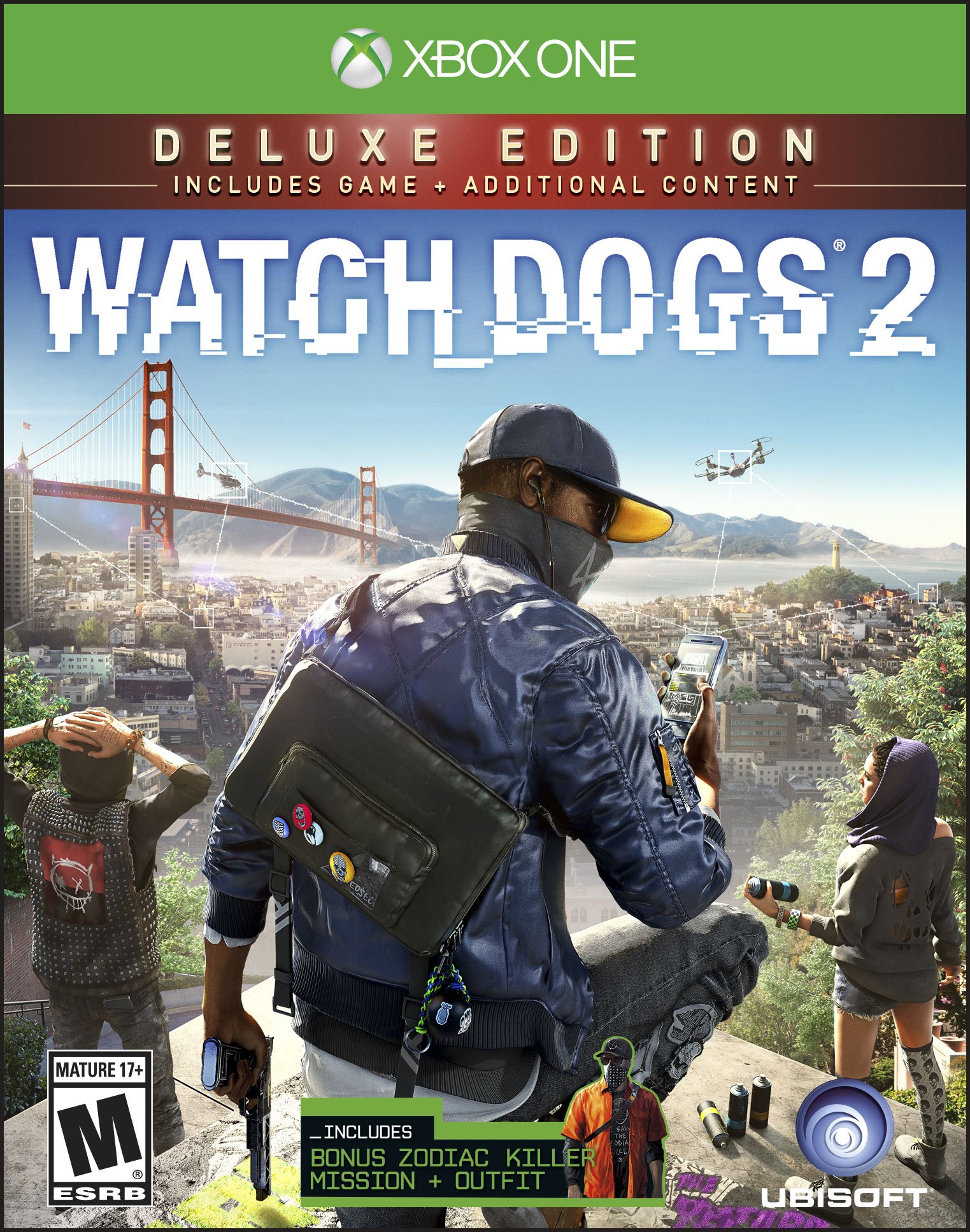 PRODUCT DETAILS 【商品情報】・商品名：Watch Dogs 2: Deluxe Edition (Includes Extra Content) - Xbox One・対応機種：Xbox One／Xbox Series X・仕様：北米版・言語：英語【コンディション】・新品・海外直輸入品です。・パッケージに輸送によるスレ・小傷がある場合があります。 ■ 日本国内のXbox本体でプレイいただけます Xbox One／Xbox Series X のディスクはリージョンフリーのため、北米版のソフトも日本国内で購入された本体でそのままプレイいただけます。対応本体：Xbox One／Xbox One S／Xbox One X／Xbox Series X ■ 北米版ゲームについてのご注意（必ずお読みください） ・ゲーム内の表示および音声は英語です。日本語には対応しておりません。・Xbox Series S はディスクドライブを搭載していないため、本商品はプレイできません。・追加コンテンツ（DLC）やオンライン機能のご利用には、北米（海外）のMicrosoftアカウントが必要となる場合があります。・パッケージ・取扱説明書はすべて英語表記です。・海外版であること、およびお手持ちの本体で使用できないことを理由とした返品・交換はお受けできません。 ■ ご注意 ・掲載画像は実物に近い色味になるよう調整しておりますが、ご利用の環境により差異が生じる場合があります。・複数店舗で在庫を共有しているため、ご注文後に在庫切れとなる場合がございます。・海外倉庫からのお取り寄せのため、発送までに数日〜2〜3週間程度かかる場合があります。 ■ 納期についてお届けの目安を必ずご確認ください。 ご注意 海外からの輸入品となります。海外輸送のため、外箱に軽微なスレ等がある場合がございますが、商品本体には影響ございません。 ※在庫状況は仕入先の在庫情報をもとに出来る限り正確に表示しておりますが、取寄せ商品のため、タイミングによりご注文後に欠品・キャンセルとなる場合がございます。