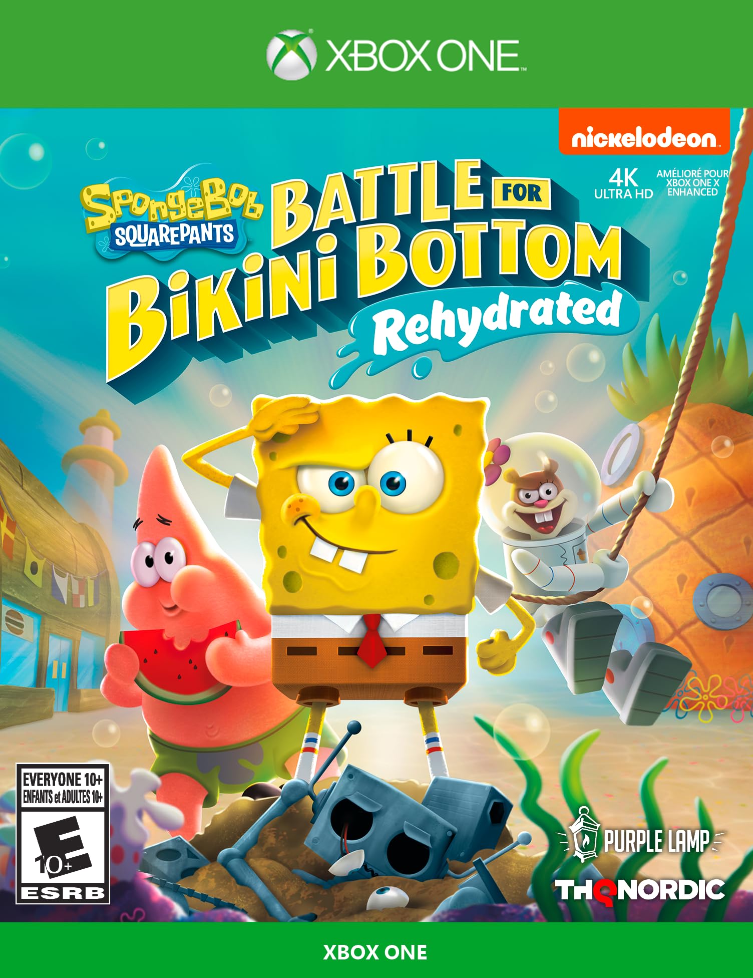 PRODUCT DETAILS 【商品情報】・商品名：Spongebob Squarepants: Battle for Bikini Bottom - Rehydrated - Xbox One・対応機種：Xbox One／Xbox Series X・仕様：北米版・言語：英語【コンディション】・新品・海外直輸入品です。・パッケージに輸送によるスレ・小傷がある場合があります。 ■ 日本国内のXbox本体でプレイいただけます Xbox One／Xbox Series X のディスクはリージョンフリーのため、北米版のソフトも日本国内で購入された本体でそのままプレイいただけます。対応本体：Xbox One／Xbox One S／Xbox One X／Xbox Series X ■ 北米版ゲームについてのご注意（必ずお読みください） ・ゲーム内の表示および音声は英語です。日本語には対応しておりません。・Xbox Series S はディスクドライブを搭載していないため、本商品はプレイできません。・追加コンテンツ（DLC）やオンライン機能のご利用には、北米（海外）のMicrosoftアカウントが必要となる場合があります。・パッケージ・取扱説明書はすべて英語表記です。・海外版であること、およびお手持ちの本体で使用できないことを理由とした返品・交換はお受けできません。 ■ ご注意 ・掲載画像は実物に近い色味になるよう調整しておりますが、ご利用の環境により差異が生じる場合があります。・複数店舗で在庫を共有しているため、ご注文後に在庫切れとなる場合がございます。・海外倉庫からのお取り寄せのため、発送までに数日〜2〜3週間程度かかる場合があります。 ■ 納期についてお届けの目安を必ずご確認ください。 ご注意 海外からの輸入品となります。海外輸送のため、外箱に軽微なスレ等がある場合がございますが、商品本体には影響ございません。 ※在庫状況は仕入先の在庫情報をもとに出来る限り正確に表示しておりますが、取寄せ商品のため、タイミングによりご注文後に欠品・キャンセルとなる場合がございます。