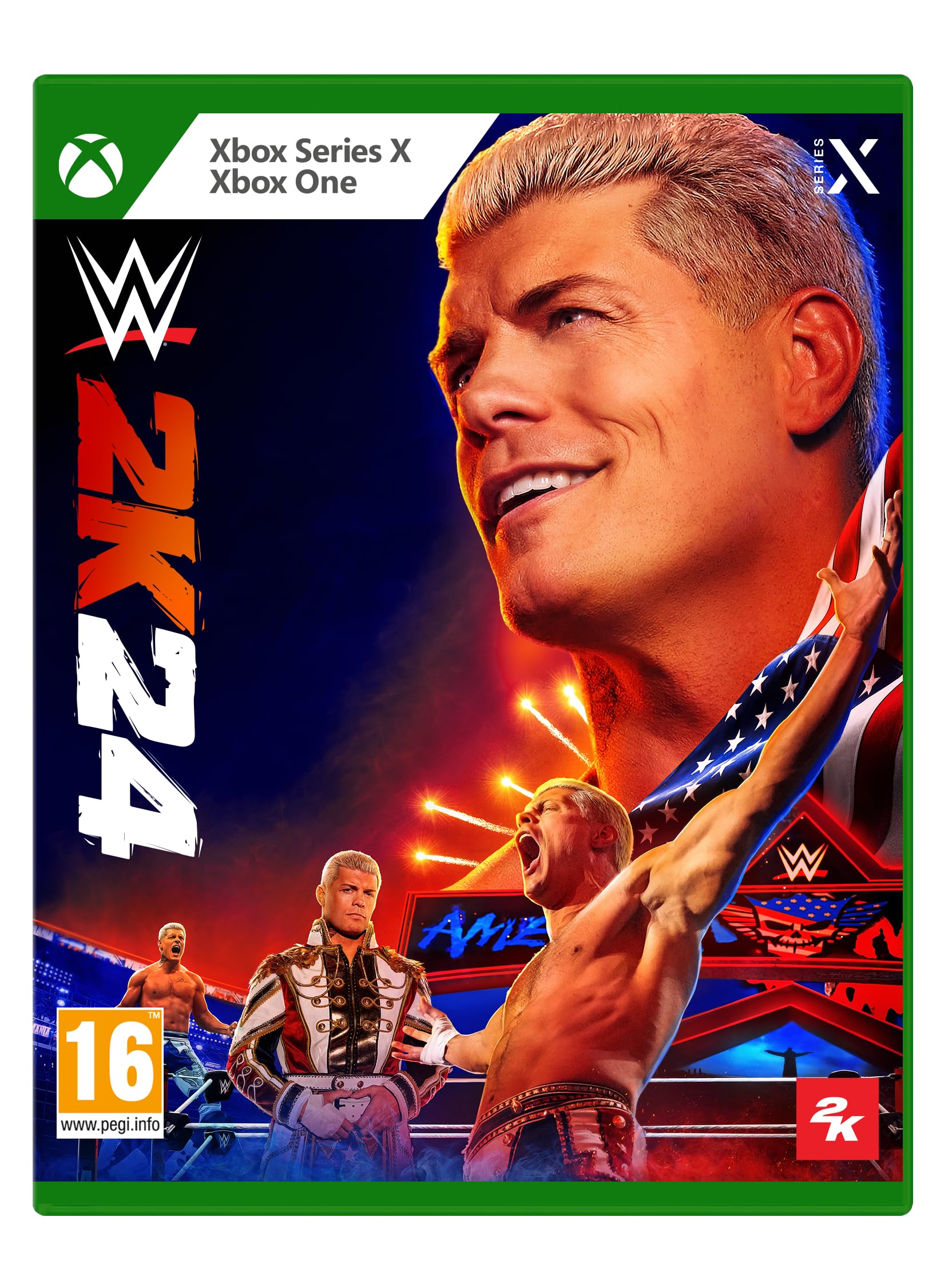 PRODUCT DETAILS 【商品情報】・商品名：WWE 2K24・対応機種：Xbox One／Xbox Series X・仕様：北米版・言語：英語【コンディション】・新品・海外直輸入品です。・パッケージに輸送によるスレ・小傷がある場合があります。 ■ 日本国内のXbox本体でプレイいただけます Xbox One／Xbox Series X のディスクはリージョンフリーのため、北米版のソフトも日本国内で購入された本体でそのままプレイいただけます。対応本体：Xbox One／Xbox One S／Xbox One X／Xbox Series X ■ 北米版ゲームについてのご注意（必ずお読みください） ・ゲーム内の表示および音声は英語です。日本語には対応しておりません。・Xbox Series S はディスクドライブを搭載していないため、本商品はプレイできません。・追加コンテンツ（DLC）やオンライン機能のご利用には、北米（海外）のMicrosoftアカウントが必要となる場合があります。・パッケージ・取扱説明書はすべて英語表記です。・海外版であること、およびお手持ちの本体で使用できないことを理由とした返品・交換はお受けできません。 ■ ご注意 ・掲載画像は実物に近い色味になるよう調整しておりますが、ご利用の環境により差異が生じる場合があります。・複数店舗で在庫を共有しているため、ご注文後に在庫切れとなる場合がございます。・海外倉庫からのお取り寄せのため、発送までに数日〜2〜3週間程度かかる場合があります。 ■ 納期についてお届けの目安を必ずご確認ください。 ご注意 海外からの輸入品となります。海外輸送のため、外箱に軽微なスレ等がある場合がございますが、商品本体には影響ございません。 ※在庫状況は仕入先の在庫情報をもとに出来る限り正確に表示しておりますが、取寄せ商品のため、タイミングによりご注文後に欠品・キャンセルとなる場合がございます。