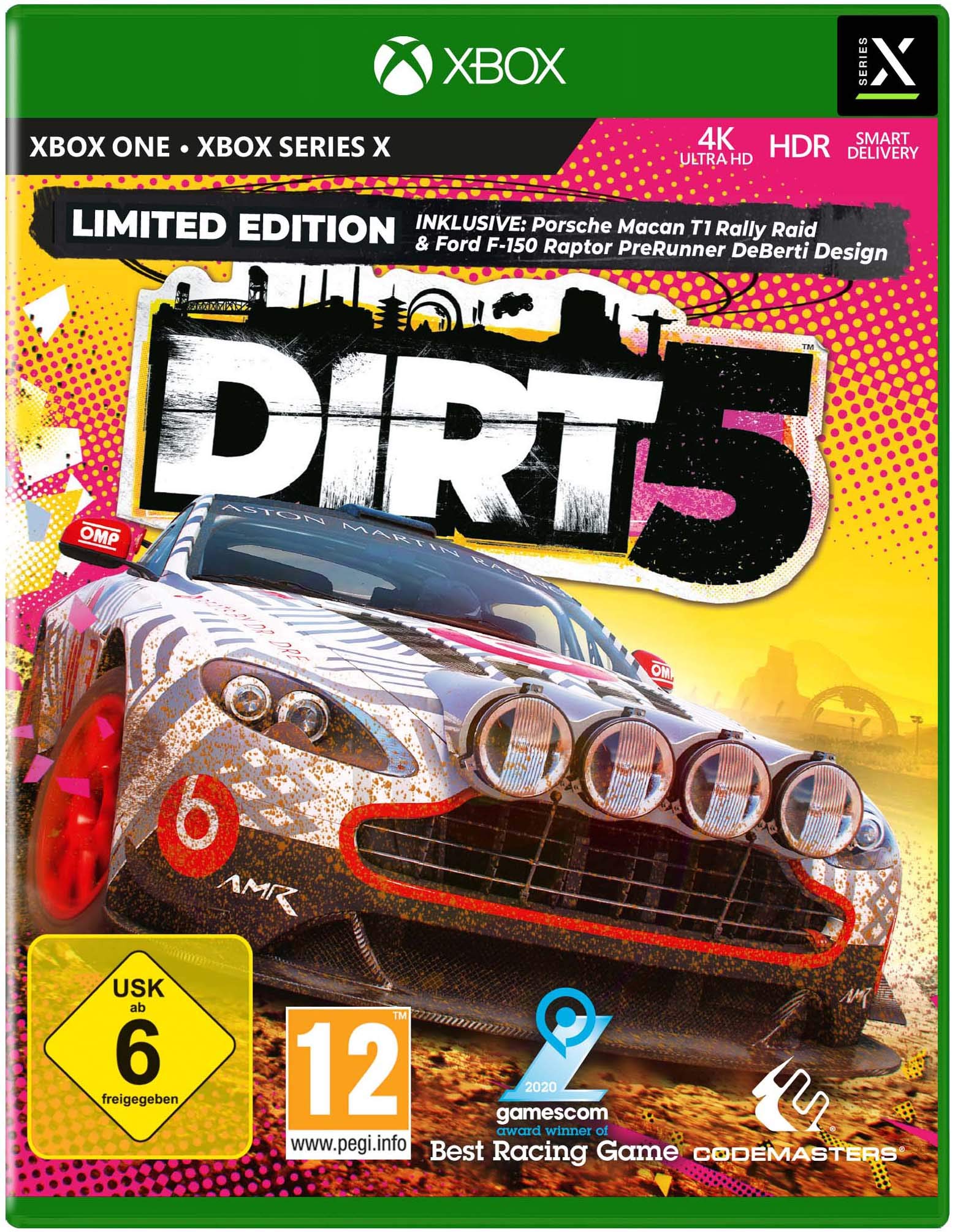 PRODUCT DETAILS 【商品情報】・商品名：DIRT 5 Limited Edition (Xbox One)・対応機種：Xbox One／Xbox Series X・仕様：北米版・言語：英語【コンディション】・新品・海外直輸入品です。・パッケージに輸送によるスレ・小傷がある場合があります。 ■ 日本国内のXbox本体でプレイいただけます Xbox One／Xbox Series X のディスクはリージョンフリーのため、北米版のソフトも日本国内で購入された本体でそのままプレイいただけます。対応本体：Xbox One／Xbox One S／Xbox One X／Xbox Series X ■ 北米版ゲームについてのご注意（必ずお読みください） ・ゲーム内の表示および音声は英語です。日本語には対応しておりません。・Xbox Series S はディスクドライブを搭載していないため、本商品はプレイできません。・追加コンテンツ（DLC）やオンライン機能のご利用には、北米（海外）のMicrosoftアカウントが必要となる場合があります。・パッケージ・取扱説明書はすべて英語表記です。・海外版であること、およびお手持ちの本体で使用できないことを理由とした返品・交換はお受けできません。 ■ ご注意 ・掲載画像は実物に近い色味になるよう調整しておりますが、ご利用の環境により差異が生じる場合があります。・複数店舗で在庫を共有しているため、ご注文後に在庫切れとなる場合がございます。・海外倉庫からのお取り寄せのため、発送までに数日〜2〜3週間程度かかる場合があります。 ■ 納期についてお届けの目安を必ずご確認ください。 ご注意 海外からの輸入品となります。海外輸送のため、外箱に軽微なスレ等がある場合がございますが、商品本体には影響ございません。 ※在庫状況は仕入先の在庫情報をもとに出来る限り正確に表示しておりますが、取寄せ商品のため、タイミングによりご注文後に欠品・キャンセルとなる場合がございます。