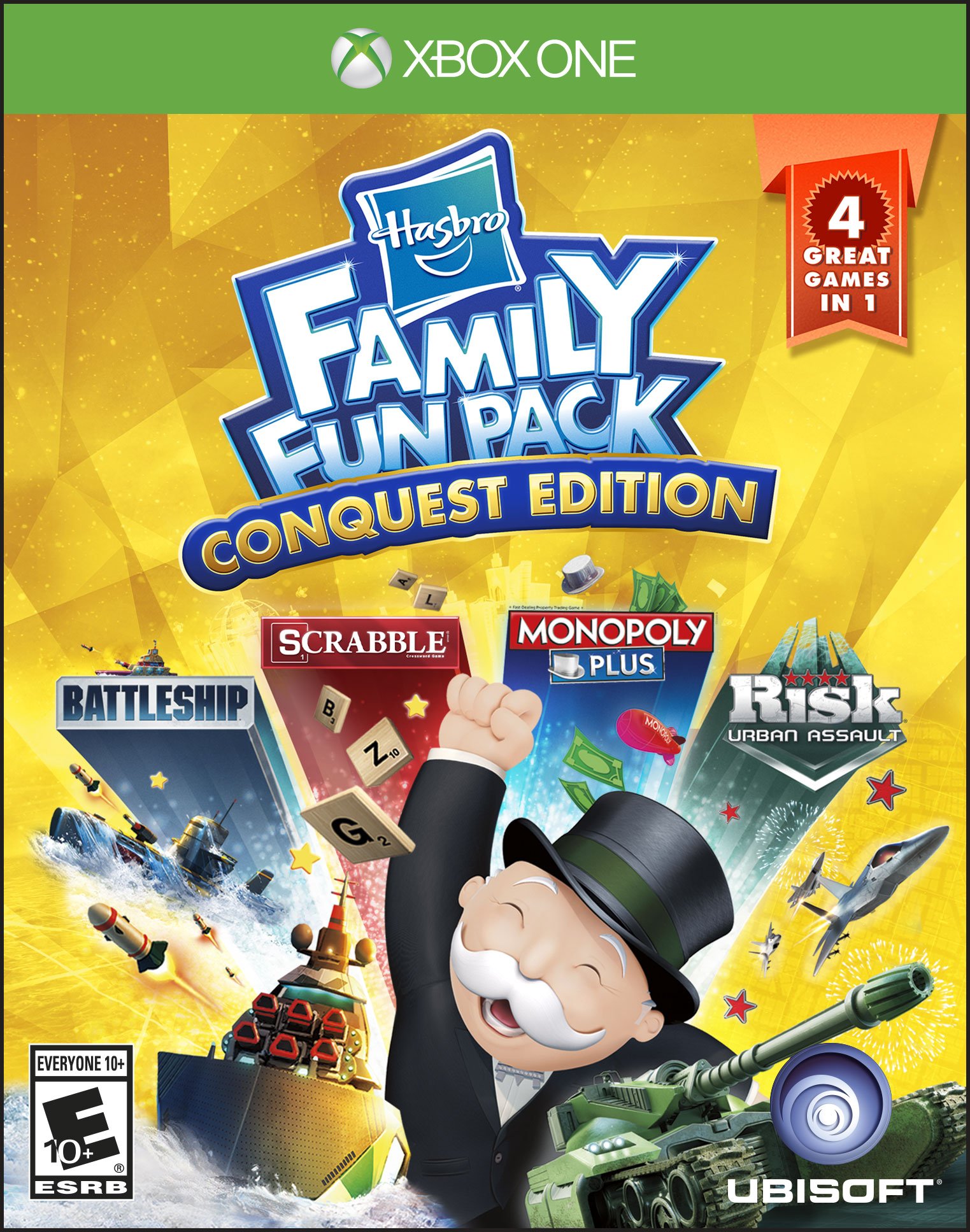 PRODUCT DETAILS 【商品情報】・商品名：Hasbro Family Fun Pack Conquest Edition - Xbox One・対応機種：Xbox One／Xbox Series X・仕様：北米版・言語：英語【コンディション】・新品・海外直輸入品です。・パッケージに輸送によるスレ・小傷がある場合があります。 ■ 日本国内のXbox本体でプレイいただけます Xbox One／Xbox Series X のディスクはリージョンフリーのため、北米版のソフトも日本国内で購入された本体でそのままプレイいただけます。対応本体：Xbox One／Xbox One S／Xbox One X／Xbox Series X ■ 北米版ゲームについてのご注意（必ずお読みください） ・ゲーム内の表示および音声は英語です。日本語には対応しておりません。・Xbox Series S はディスクドライブを搭載していないため、本商品はプレイできません。・追加コンテンツ（DLC）やオンライン機能のご利用には、北米（海外）のMicrosoftアカウントが必要となる場合があります。・パッケージ・取扱説明書はすべて英語表記です。・海外版であること、およびお手持ちの本体で使用できないことを理由とした返品・交換はお受けできません。 ■ ご注意 ・掲載画像は実物に近い色味になるよう調整しておりますが、ご利用の環境により差異が生じる場合があります。・複数店舗で在庫を共有しているため、ご注文後に在庫切れとなる場合がございます。・海外倉庫からのお取り寄せのため、発送までに数日〜2〜3週間程度かかる場合があります。 ■ 納期についてお届けの目安を必ずご確認ください。 ご注意 海外からの輸入品となります。海外輸送のため、外箱に軽微なスレ等がある場合がございますが、商品本体には影響ございません。 ※在庫状況は仕入先の在庫情報をもとに出来る限り正確に表示しておりますが、取寄せ商品のため、タイミングによりご注文後に欠品・キャンセルとなる場合がございます。