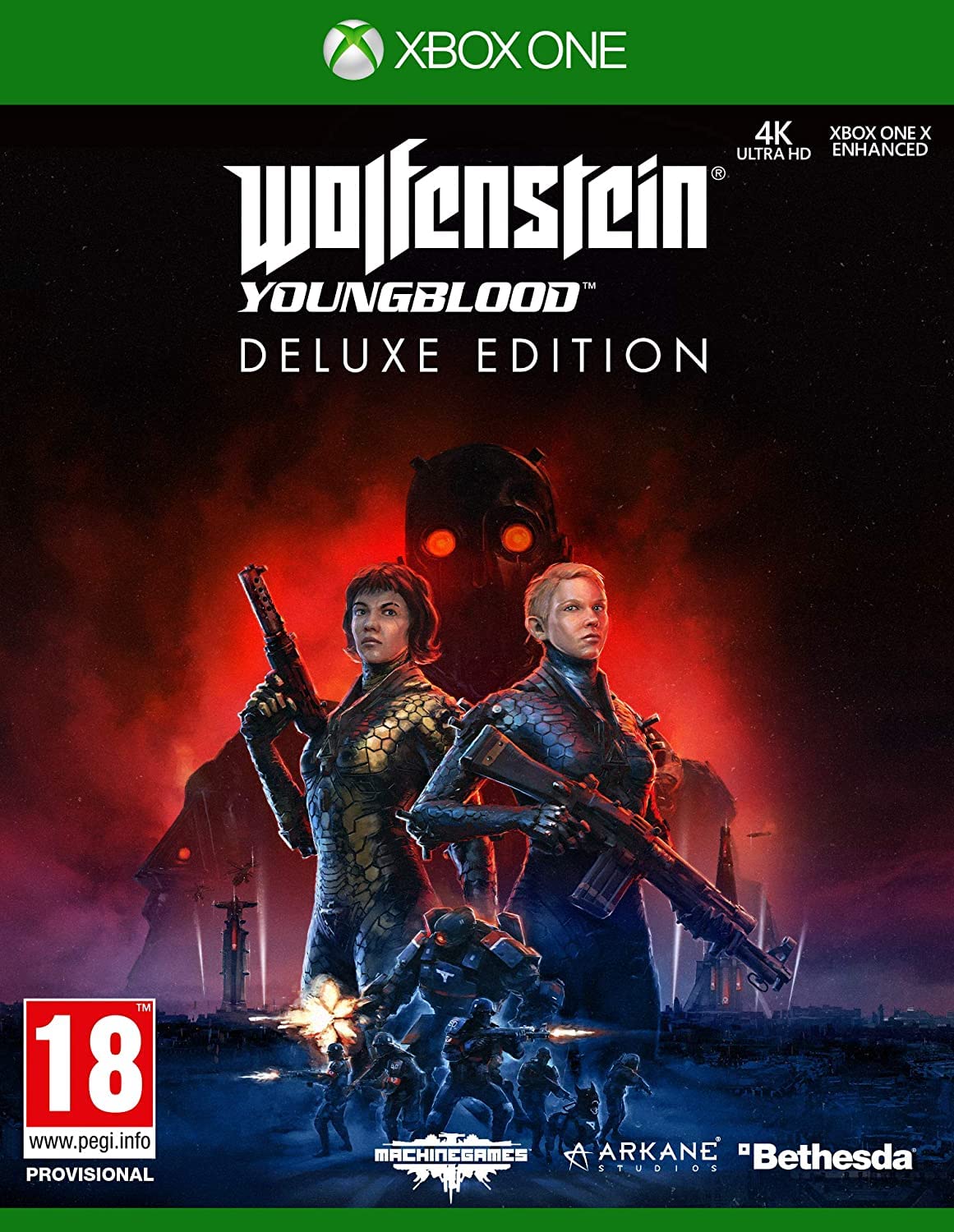 PRODUCT DETAILS 【商品情報】・商品名：Wolfenstein: Youngblood - Deluxe Edition (Xbox One)・対応機種：Xbox One／Xbox Series X・仕様：北米版・言語：英語【コンディション】・新品・海外直輸入品です。・パッケージに輸送によるスレ・小傷がある場合があります。 ■ 日本国内のXbox本体でプレイいただけます Xbox One／Xbox Series X のディスクはリージョンフリーのため、北米版のソフトも日本国内で購入された本体でそのままプレイいただけます。対応本体：Xbox One／Xbox One S／Xbox One X／Xbox Series X ■ 北米版ゲームについてのご注意（必ずお読みください） ・ゲーム内の表示および音声は英語です。日本語には対応しておりません。・Xbox Series S はディスクドライブを搭載していないため、本商品はプレイできません。・追加コンテンツ（DLC）やオンライン機能のご利用には、北米（海外）のMicrosoftアカウントが必要となる場合があります。・パッケージ・取扱説明書はすべて英語表記です。・海外版であること、およびお手持ちの本体で使用できないことを理由とした返品・交換はお受けできません。 ■ ご注意 ・掲載画像は実物に近い色味になるよう調整しておりますが、ご利用の環境により差異が生じる場合があります。・複数店舗で在庫を共有しているため、ご注文後に在庫切れとなる場合がございます。・海外倉庫からのお取り寄せのため、発送までに数日〜2〜3週間程度かかる場合があります。 ■ 納期についてお届けの目安を必ずご確認ください。 ご注意 海外からの輸入品となります。海外輸送のため、外箱に軽微なスレ等がある場合がございますが、商品本体には影響ございません。 ※在庫状況は仕入先の在庫情報をもとに出来る限り正確に表示しておりますが、取寄せ商品のため、タイミングによりご注文後に欠品・キャンセルとなる場合がございます。