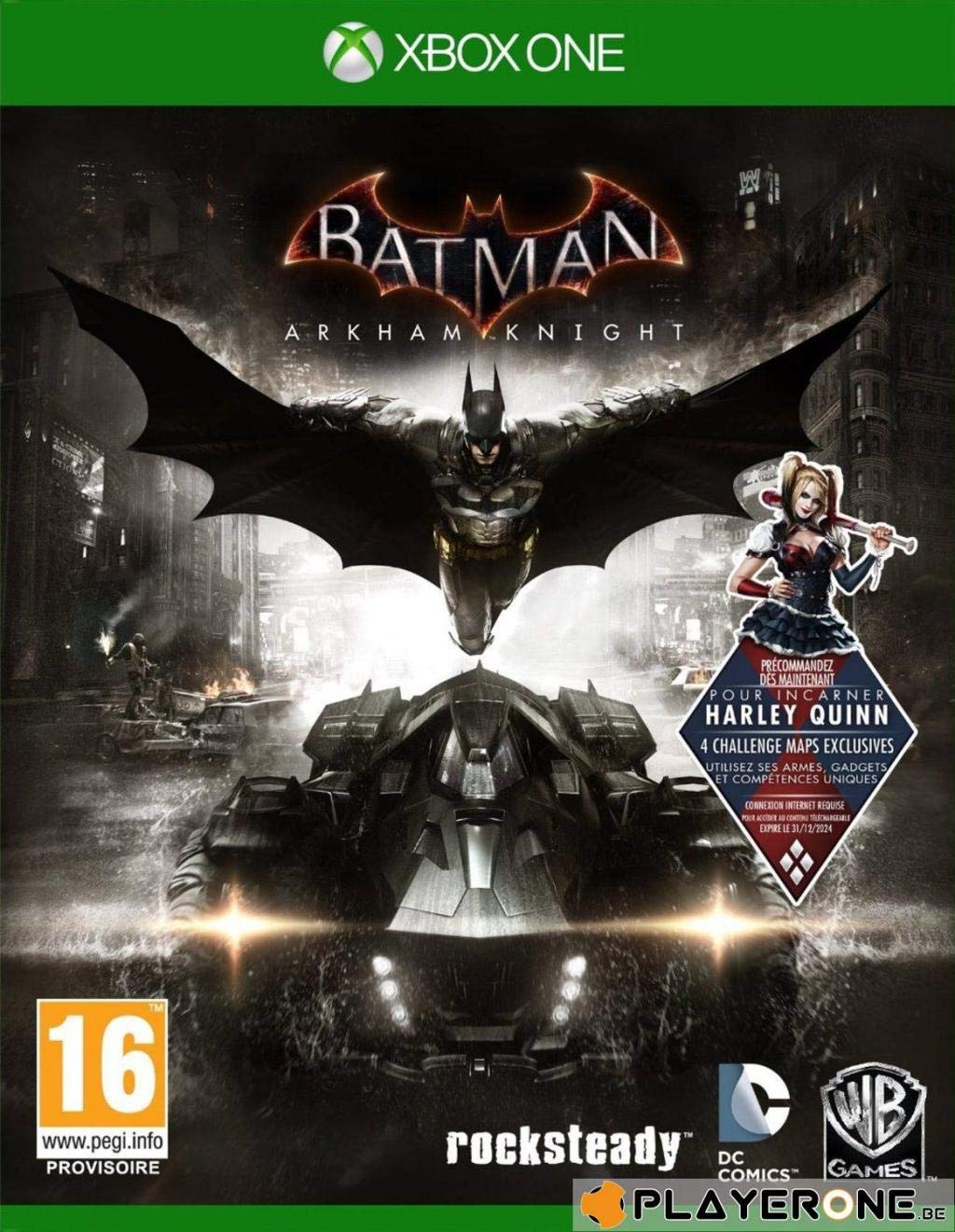 PRODUCT DETAILS 【商品情報】・商品名：Xbox1 Batman : Arkham Knight D1 Edition (harley quinn dlc)・対応機種：Xbox One／Xbox Series X・仕様：北米版・言語：英語【コンディション】・新品・海外直輸入品です。・パッケージに輸送によるスレ・小傷がある場合があります。 ■ 日本国内のXbox本体でプレイいただけます Xbox One／Xbox Series X のディスクはリージョンフリーのため、北米版のソフトも日本国内で購入された本体でそのままプレイいただけます。対応本体：Xbox One／Xbox One S／Xbox One X／Xbox Series X ■ 北米版ゲームについてのご注意（必ずお読みください） ・ゲーム内の表示および音声は英語です。日本語には対応しておりません。・Xbox Series S はディスクドライブを搭載していないため、本商品はプレイできません。・追加コンテンツ（DLC）やオンライン機能のご利用には、北米（海外）のMicrosoftアカウントが必要となる場合があります。・パッケージ・取扱説明書はすべて英語表記です。・海外版であること、およびお手持ちの本体で使用できないことを理由とした返品・交換はお受けできません。 ■ ご注意 ・掲載画像は実物に近い色味になるよう調整しておりますが、ご利用の環境により差異が生じる場合があります。・複数店舗で在庫を共有しているため、ご注文後に在庫切れとなる場合がございます。・海外倉庫からのお取り寄せのため、発送までに数日〜2〜3週間程度かかる場合があります。 ■ 納期についてお届けの目安を必ずご確認ください。 ご注意 海外からの輸入品となります。海外輸送のため、外箱に軽微なスレ等がある場合がございますが、商品本体には影響ございません。 ※在庫状況は仕入先の在庫情報をもとに出来る限り正確に表示しておりますが、取寄せ商品のため、タイミングによりご注文後に欠品・キャンセルとなる場合がございます。
