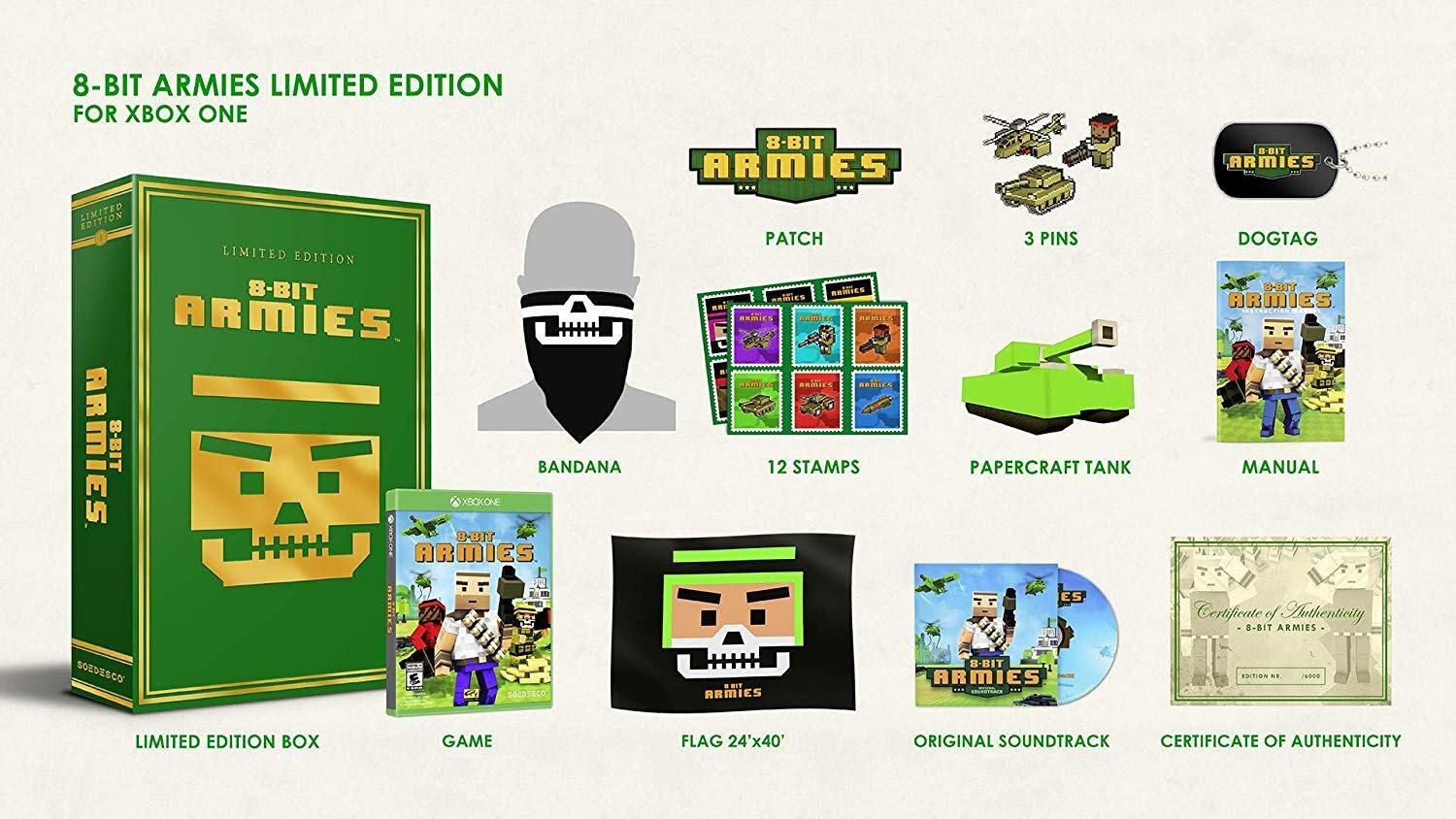 PRODUCT DETAILS 【商品情報】・商品名：8-Bit Armies: Limited Edition - Xbox One・対応機種：Xbox One／Xbox Series X・仕様：北米版・言語：英語【コンディション】・新品・海外直輸入品です。・パッケージに輸送によるスレ・小傷がある場合があります。 ■ 日本国内のXbox本体でプレイいただけます Xbox One／Xbox Series X のディスクはリージョンフリーのため、北米版のソフトも日本国内で購入された本体でそのままプレイいただけます。対応本体：Xbox One／Xbox One S／Xbox One X／Xbox Series X ■ 北米版ゲームについてのご注意（必ずお読みください） ・ゲーム内の表示および音声は英語です。日本語には対応しておりません。・Xbox Series S はディスクドライブを搭載していないため、本商品はプレイできません。・追加コンテンツ（DLC）やオンライン機能のご利用には、北米（海外）のMicrosoftアカウントが必要となる場合があります。・パッケージ・取扱説明書はすべて英語表記です。・海外版であること、およびお手持ちの本体で使用できないことを理由とした返品・交換はお受けできません。 ■ ご注意 ・掲載画像は実物に近い色味になるよう調整しておりますが、ご利用の環境により差異が生じる場合があります。・複数店舗で在庫を共有しているため、ご注文後に在庫切れとなる場合がございます。・海外倉庫からのお取り寄せのため、発送までに数日〜2〜3週間程度かかる場合があります。 ■ 納期についてお届けの目安を必ずご確認ください。 ご注意 海外からの輸入品となります。海外輸送のため、外箱に軽微なスレ等がある場合がございますが、商品本体には影響ございません。 ※在庫状況は仕入先の在庫情報をもとに出来る限り正確に表示しておりますが、取寄せ商品のため、タイミングによりご注文後に欠品・キャンセルとなる場合がございます。