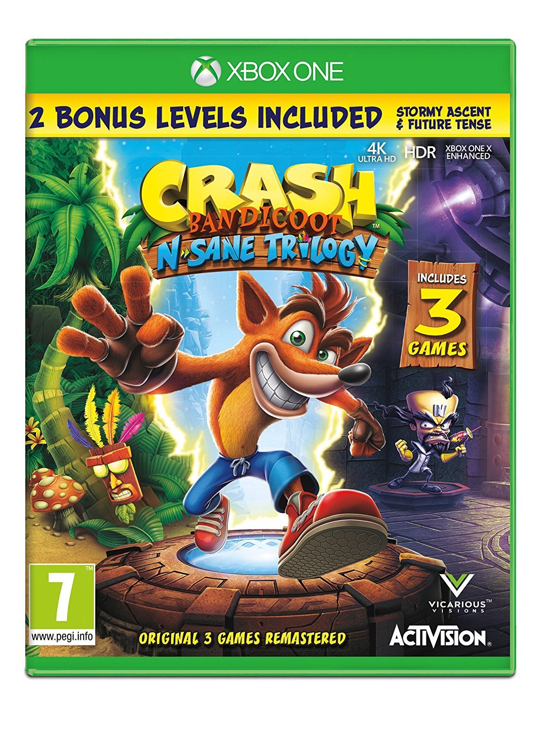 PRODUCT DETAILS 【商品情報】・商品名：Crash Bandicoot NSane Trilogy (Xbox One)・対応機種：Xbox One／Xbox Series X・仕様：北米版・言語：英語【コンディション】・新品・海外直輸入品です。・パッケージに輸送によるスレ・小傷がある場合があります。 ■ 日本国内のXbox本体でプレイいただけます Xbox One／Xbox Series X のディスクはリージョンフリーのため、北米版のソフトも日本国内で購入された本体でそのままプレイいただけます。対応本体：Xbox One／Xbox One S／Xbox One X／Xbox Series X ■ 北米版ゲームについてのご注意（必ずお読みください） ・ゲーム内の表示および音声は英語です。日本語には対応しておりません。・Xbox Series S はディスクドライブを搭載していないため、本商品はプレイできません。・追加コンテンツ（DLC）やオンライン機能のご利用には、北米（海外）のMicrosoftアカウントが必要となる場合があります。・パッケージ・取扱説明書はすべて英語表記です。・海外版であること、およびお手持ちの本体で使用できないことを理由とした返品・交換はお受けできません。 ■ ご注意 ・掲載画像は実物に近い色味になるよう調整しておりますが、ご利用の環境により差異が生じる場合があります。・複数店舗で在庫を共有しているため、ご注文後に在庫切れとなる場合がございます。・海外倉庫からのお取り寄せのため、発送までに数日〜2〜3週間程度かかる場合があります。 ■ 納期についてお届けの目安を必ずご確認ください。 ご注意 海外からの輸入品となります。海外輸送のため、外箱に軽微なスレ等がある場合がございますが、商品本体には影響ございません。 ※在庫状況は仕入先の在庫情報をもとに出来る限り正確に表示しておりますが、取寄せ商品のため、タイミングによりご注文後に欠品・キャンセルとなる場合がございます。