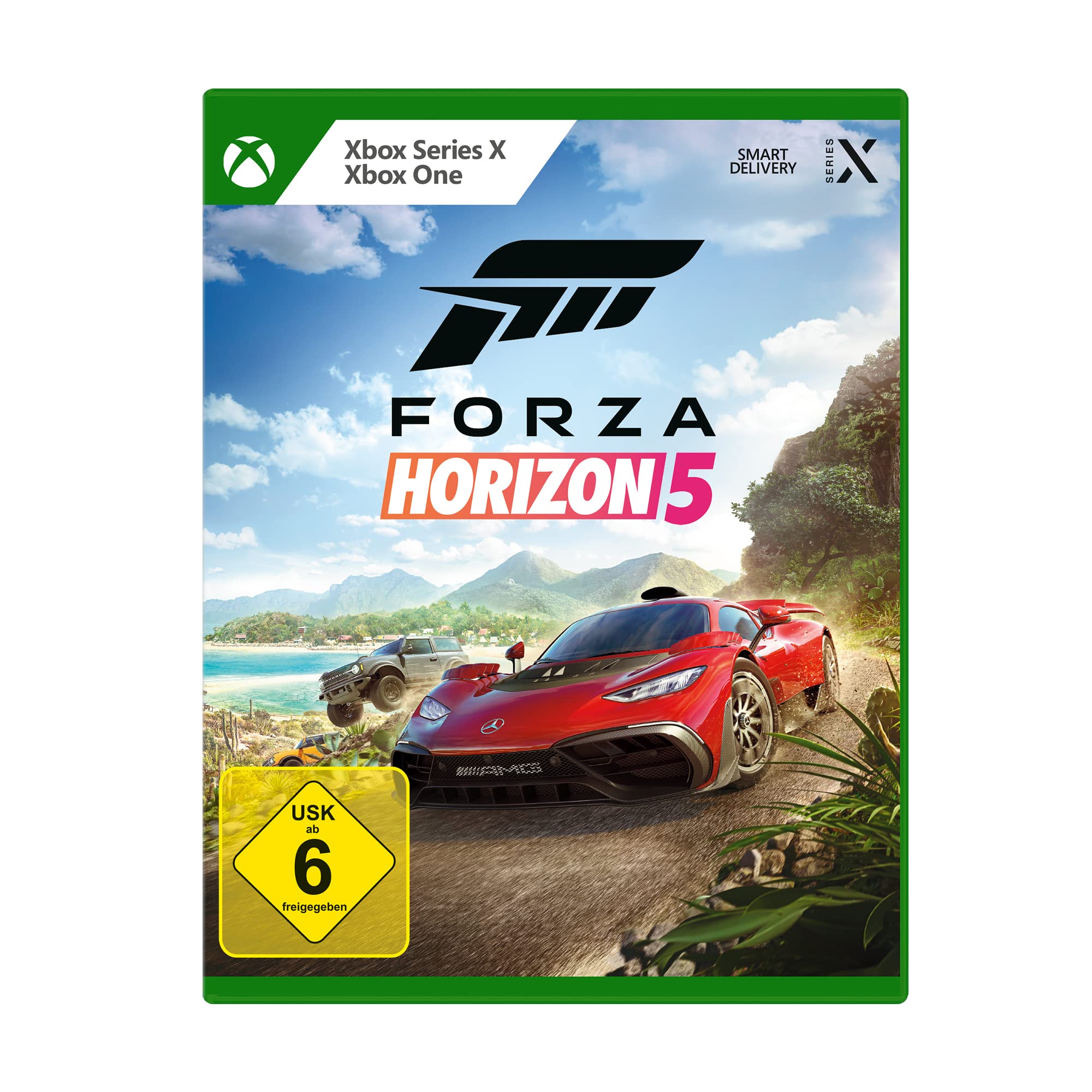 PRODUCT DETAILS 【商品情報】・商品名：Microsoft Forza Horizon 5 (Xbox One, Series X|S)・対応機種：Xbox One／Xbox Series X・仕様：北米版・言語：英語【コンディション】・新品・海外直輸入品です。・パッケージに輸送によるスレ・小傷がある場合があります。 ■ 日本国内のXbox本体でプレイいただけます Xbox One／Xbox Series X のディスクはリージョンフリーのため、北米版のソフトも日本国内で購入された本体でそのままプレイいただけます。対応本体：Xbox One／Xbox One S／Xbox One X／Xbox Series X ■ 北米版ゲームについてのご注意（必ずお読みください） ・ゲーム内の表示および音声は英語です。日本語には対応しておりません。・Xbox Series S はディスクドライブを搭載していないため、本商品はプレイできません。・追加コンテンツ（DLC）やオンライン機能のご利用には、北米（海外）のMicrosoftアカウントが必要となる場合があります。・パッケージ・取扱説明書はすべて英語表記です。・海外版であること、およびお手持ちの本体で使用できないことを理由とした返品・交換はお受けできません。 ■ ご注意 ・掲載画像は実物に近い色味になるよう調整しておりますが、ご利用の環境により差異が生じる場合があります。・複数店舗で在庫を共有しているため、ご注文後に在庫切れとなる場合がございます。・海外倉庫からのお取り寄せのため、発送までに数日〜2〜3週間程度かかる場合があります。 ■ 納期についてお届けの目安を必ずご確認ください。 ご注意 海外からの輸入品となります。海外輸送のため、外箱に軽微なスレ等がある場合がございますが、商品本体には影響ございません。 ※在庫状況は仕入先の在庫情報をもとに出来る限り正確に表示しておりますが、取寄せ商品のため、タイミングによりご注文後に欠品・キャンセルとなる場合がございます。
