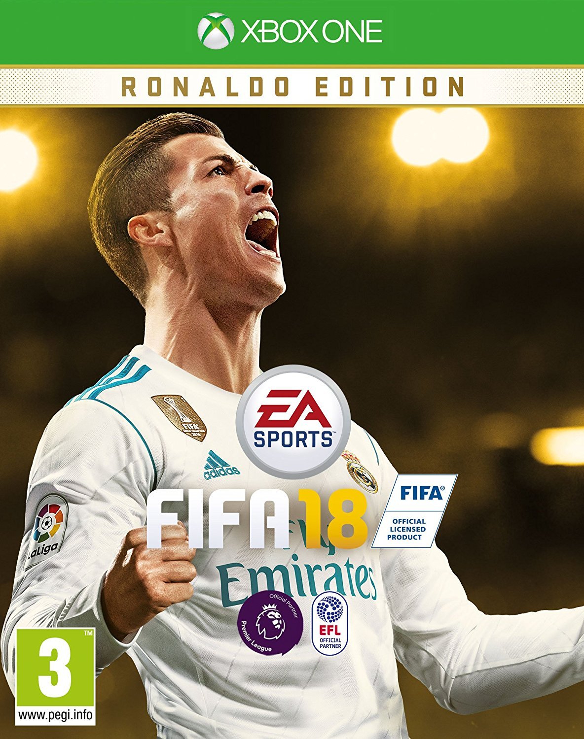 PRODUCT DETAILS 【商品情報】・商品名：FIFA 18 Ronaldo Edition (Xbox One)・対応機種：Xbox One／Xbox Series X・仕様：北米版・言語：英語【コンディション】・新品・海外直輸入品です。・パッケージに輸送によるスレ・小傷がある場合があります。 ■ 日本国内のXbox本体でプレイいただけます Xbox One／Xbox Series X のディスクはリージョンフリーのため、北米版のソフトも日本国内で購入された本体でそのままプレイいただけます。対応本体：Xbox One／Xbox One S／Xbox One X／Xbox Series X ■ 北米版ゲームについてのご注意（必ずお読みください） ・ゲーム内の表示および音声は英語です。日本語には対応しておりません。・Xbox Series S はディスクドライブを搭載していないため、本商品はプレイできません。・追加コンテンツ（DLC）やオンライン機能のご利用には、北米（海外）のMicrosoftアカウントが必要となる場合があります。・パッケージ・取扱説明書はすべて英語表記です。・海外版であること、およびお手持ちの本体で使用できないことを理由とした返品・交換はお受けできません。 ■ ご注意 ・掲載画像は実物に近い色味になるよう調整しておりますが、ご利用の環境により差異が生じる場合があります。・複数店舗で在庫を共有しているため、ご注文後に在庫切れとなる場合がございます。・海外倉庫からのお取り寄せのため、発送までに数日〜2〜3週間程度かかる場合があります。 ■ 納期についてお届けの目安を必ずご確認ください。 ご注意 海外からの輸入品となります。海外輸送のため、外箱に軽微なスレ等がある場合がございますが、商品本体には影響ございません。 ※在庫状況は仕入先の在庫情報をもとに出来る限り正確に表示しておりますが、取寄せ商品のため、タイミングによりご注文後に欠品・キャンセルとなる場合がございます。