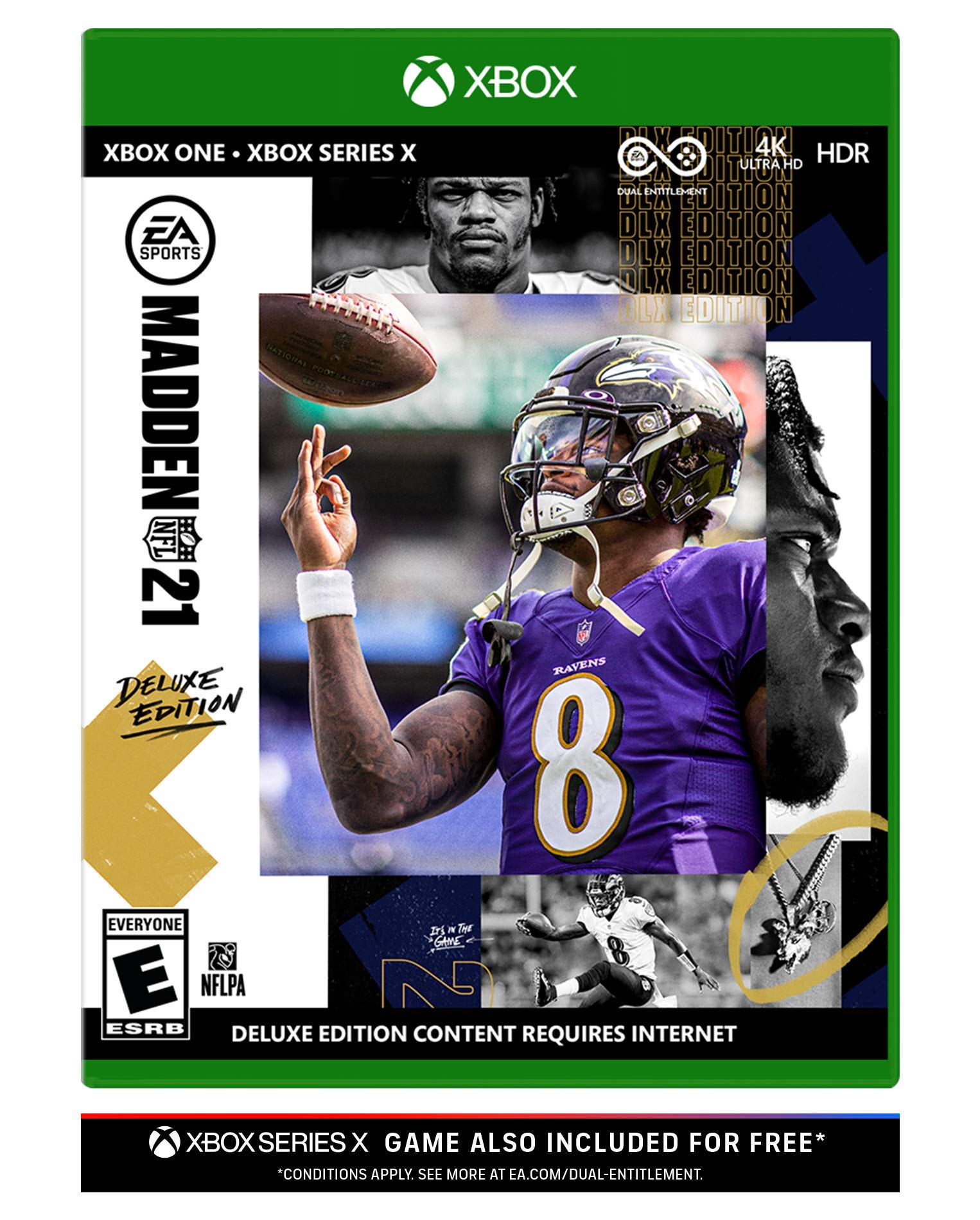 PRODUCT DETAILS 【商品情報】・商品名：Madden NFL 21 Deluxe Edition - Xbox One・対応機種：Xbox One／Xbox Series X・仕様：北米版・言語：英語【コンディション】・新品・海外直輸入品です。・パッケージに輸送によるスレ・小傷がある場合があります。 ■ 日本国内のXbox本体でプレイいただけます Xbox One／Xbox Series X のディスクはリージョンフリーのため、北米版のソフトも日本国内で購入された本体でそのままプレイいただけます。対応本体：Xbox One／Xbox One S／Xbox One X／Xbox Series X ■ 北米版ゲームについてのご注意（必ずお読みください） ・ゲーム内の表示および音声は英語です。日本語には対応しておりません。・Xbox Series S はディスクドライブを搭載していないため、本商品はプレイできません。・追加コンテンツ（DLC）やオンライン機能のご利用には、北米（海外）のMicrosoftアカウントが必要となる場合があります。・パッケージ・取扱説明書はすべて英語表記です。・海外版であること、およびお手持ちの本体で使用できないことを理由とした返品・交換はお受けできません。 ■ ご注意 ・掲載画像は実物に近い色味になるよう調整しておりますが、ご利用の環境により差異が生じる場合があります。・複数店舗で在庫を共有しているため、ご注文後に在庫切れとなる場合がございます。・海外倉庫からのお取り寄せのため、発送までに数日〜2〜3週間程度かかる場合があります。 ■ 納期についてお届けの目安を必ずご確認ください。 ご注意 海外からの輸入品となります。海外輸送のため、外箱に軽微なスレ等がある場合がございますが、商品本体には影響ございません。 ※在庫状況は仕入先の在庫情報をもとに出来る限り正確に表示しておりますが、取寄せ商品のため、タイミングによりご注文後に欠品・キャンセルとなる場合がございます。