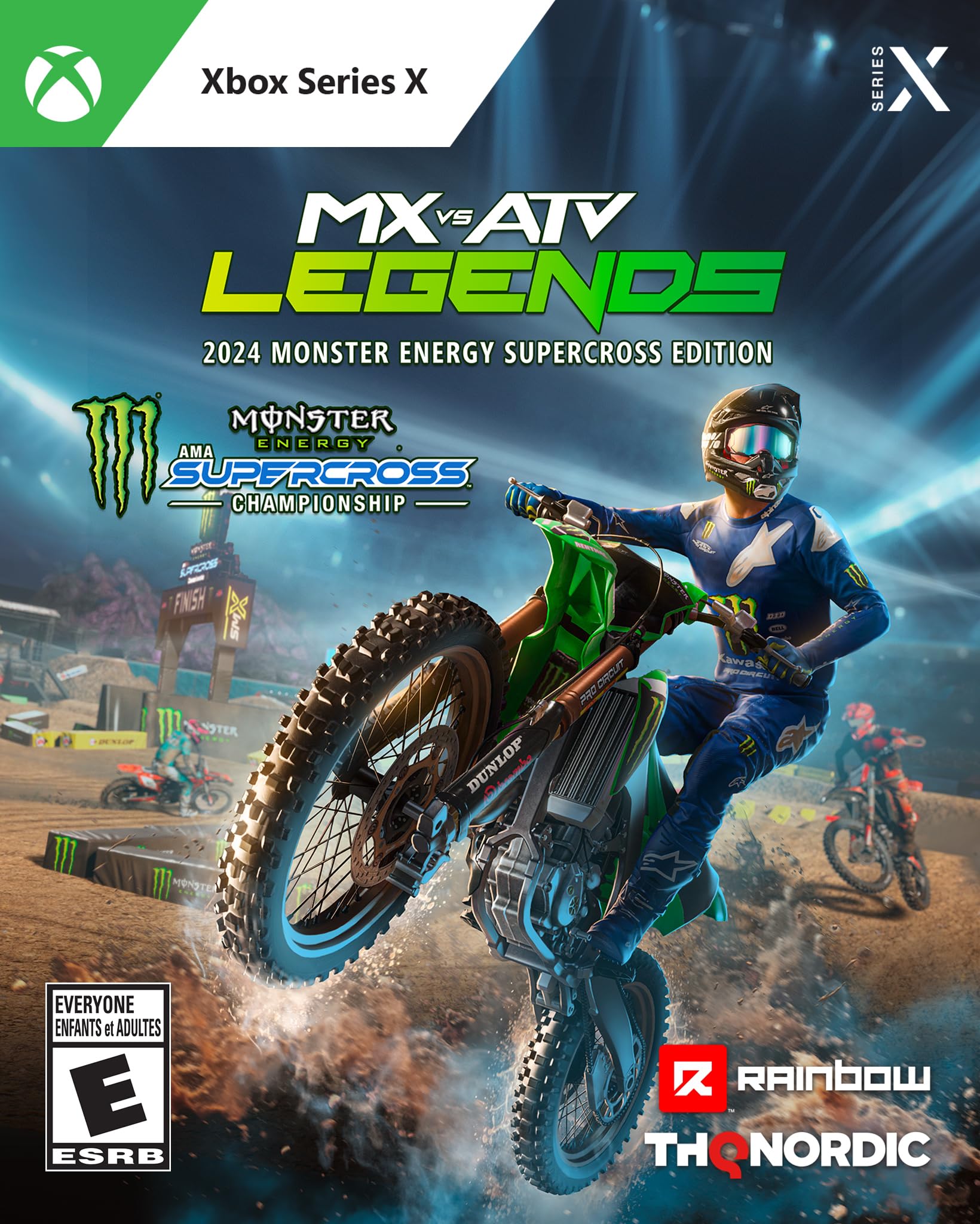 PRODUCT DETAILS 【商品情報】・商品名：MX vs ATV Legends - 2024 Monster Energy Supercross Edition - Xbox Seris X・対応機種：Xbox Series X・仕様：北米版・言語：英語【コンディション】・新品・海外直輸入品です。・パッケージに輸送によるスレ・小傷がある場合があります。 ■ 日本国内のXbox本体でプレイいただけます Xbox Series X のディスクはリージョンフリーのため、北米版のソフトも日本国内で購入された本体でそのままプレイいただけます。対応本体：Xbox Series X ■ 北米版ゲームについてのご注意（必ずお読みください） ・ゲーム内の表示および音声は英語です。日本語には対応しておりません。・Xbox Series S はディスクドライブを搭載していないため、本商品はプレイできません。・追加コンテンツ（DLC）やオンライン機能のご利用には、北米（海外）のMicrosoftアカウントが必要となる場合があります。・パッケージ・取扱説明書はすべて英語表記です。・海外版であること、およびお手持ちの本体で使用できないことを理由とした返品・交換はお受けできません。 ■ ご注意 ・掲載画像は実物に近い色味になるよう調整しておりますが、ご利用の環境により差異が生じる場合があります。・複数店舗で在庫を共有しているため、ご注文後に在庫切れとなる場合がございます。・海外倉庫からのお取り寄せのため、発送までに数日〜2〜3週間程度かかる場合があります。 ■ 納期についてお届けの目安を必ずご確認ください。 ご注意 海外からの輸入品となります。海外輸送のため、外箱に軽微なスレ等がある場合がございますが、商品本体には影響ございません。 ※在庫状況は仕入先の在庫情報をもとに出来る限り正確に表示しておりますが、取寄せ商品のため、タイミングによりご注文後に欠品・キャンセルとなる場合がございます。