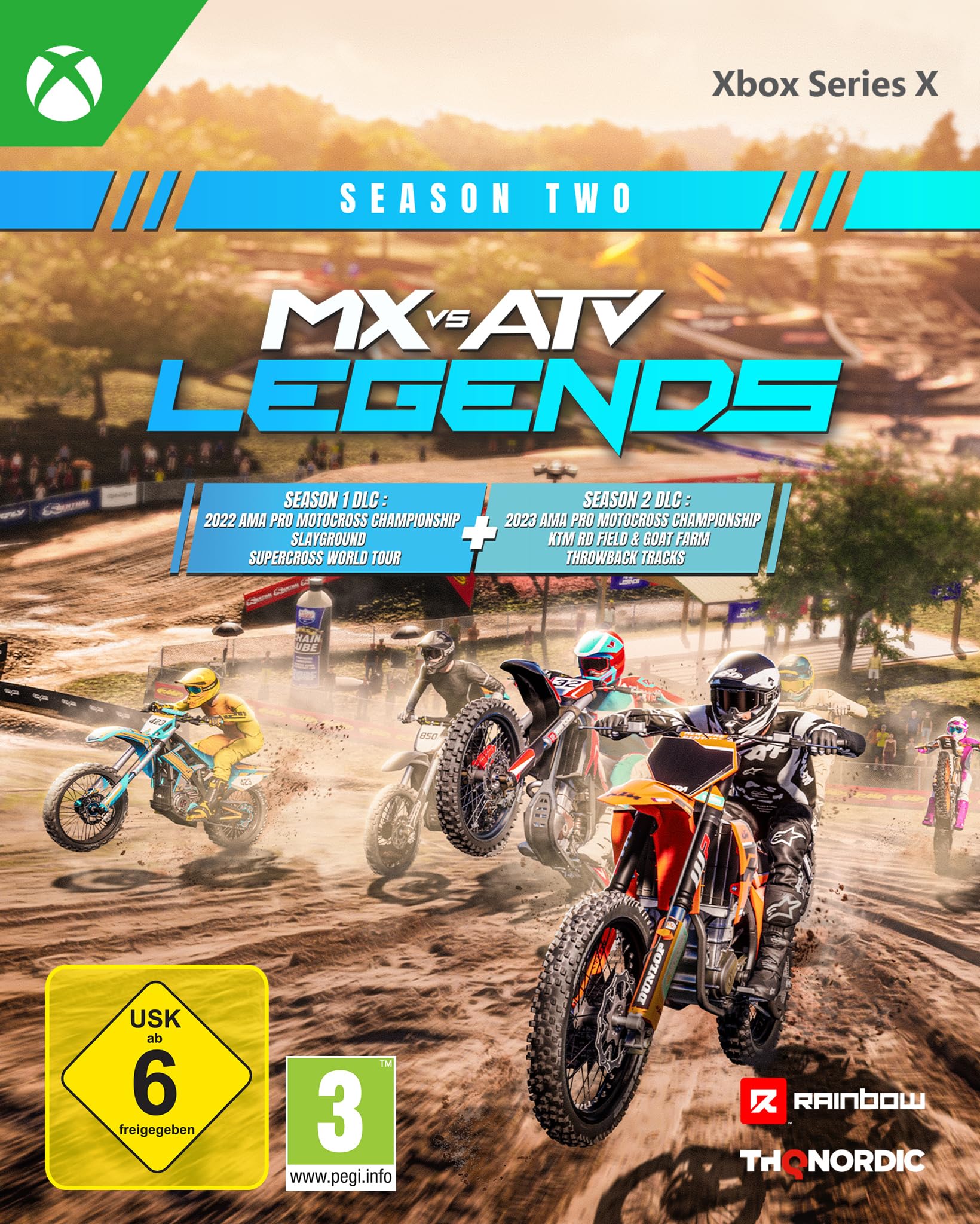 PRODUCT DETAILS 【商品情報】・商品名：THQ Nordic MX vs ATV Legends Season Two - Xbox Series X・対応機種：Xbox Series X・仕様：北米版・言語：英語【コンディション】・新品・海外直輸入品です。・パッケージに輸送によるスレ・小傷がある場合があります。 ■ 日本国内のXbox本体でプレイいただけます Xbox Series X のディスクはリージョンフリーのため、北米版のソフトも日本国内で購入された本体でそのままプレイいただけます。対応本体：Xbox Series X ■ 北米版ゲームについてのご注意（必ずお読みください） ・ゲーム内の表示および音声は英語です。日本語には対応しておりません。・Xbox Series S はディスクドライブを搭載していないため、本商品はプレイできません。・追加コンテンツ（DLC）やオンライン機能のご利用には、北米（海外）のMicrosoftアカウントが必要となる場合があります。・パッケージ・取扱説明書はすべて英語表記です。・海外版であること、およびお手持ちの本体で使用できないことを理由とした返品・交換はお受けできません。 ■ ご注意 ・掲載画像は実物に近い色味になるよう調整しておりますが、ご利用の環境により差異が生じる場合があります。・複数店舗で在庫を共有しているため、ご注文後に在庫切れとなる場合がございます。・海外倉庫からのお取り寄せのため、発送までに数日〜2〜3週間程度かかる場合があります。 ■ 納期についてお届けの目安を必ずご確認ください。 ご注意 海外からの輸入品となります。海外輸送のため、外箱に軽微なスレ等がある場合がございますが、商品本体には影響ございません。 ※在庫状況は仕入先の在庫情報をもとに出来る限り正確に表示しておりますが、取寄せ商品のため、タイミングによりご注文後に欠品・キャンセルとなる場合がございます。