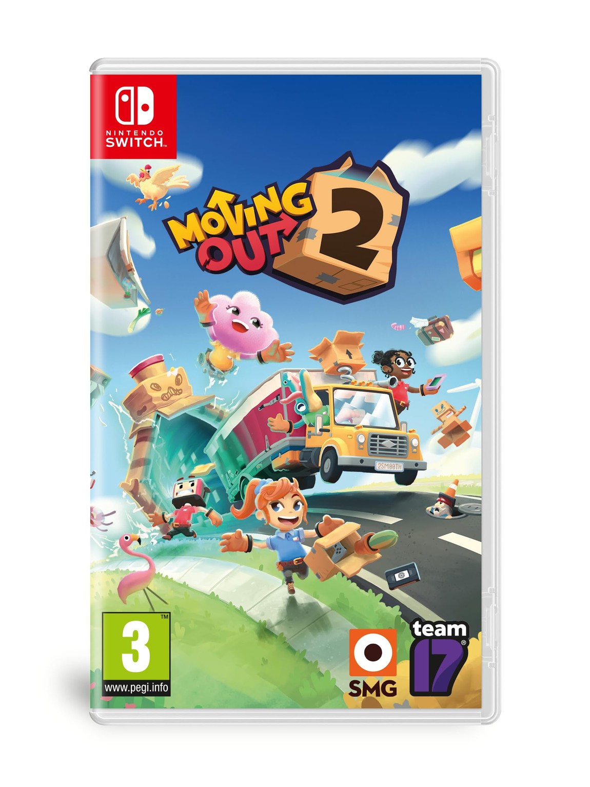 PRODUCT DETAILS 【商品情報】・商品名：Moving Out 2・対応機種：Nintendo Switch（ニンテンドースイッチ）・仕様：北米版・言語：英語【コンディション】・海外直輸入品です。・パッケージに輸送によるスレ・小傷がある場合があります。 ■ 日本国内のSwitch本体でプレイいただけます Nintendo Switchはリージョンフリーのため、北米版のゲームカードも日本国内で購入された本体でそのままプレイいただけます。 ■ 北米版ゲームについてのご注意（必ずお読みください） ・ゲーム内の表示および音声は英語です。タイトルによっては日本語に対応していない場合があります。・パッケージ・取扱説明書はすべて英語表記です。・追加コンテンツ（DLC）やオンライン機能のご利用には、北米（海外）のニンテンドーアカウントが必要となる場合があります。・日本国内で購入されたダウンロード版・セーブデータとの互換については保証いたしかねます。・海外版であることを理由とした返品・交換はお受けできません。 ■ ご注意 ・掲載画像は実物に近い色味になるよう調整しておりますが、ご利用の環境により差異が生じる場合があります。・複数店舗で在庫を共有しているため、ご注文後に在庫切れとなる場合がございます。・海外倉庫からのお取り寄せのため、発送までに数日〜2〜3週間程度かかる場合があります。 ■ 納期についてお届けの目安を必ずご確認ください。 ご注意 海外からの輸入品となります。海外輸送のため、外箱に軽微なスレ等がある場合がございますが、商品本体には影響ございません。 ※在庫状況は仕入先の在庫情報をもとに出来る限り正確に表示しておりますが、取寄せ商品のため、タイミングによりご注文後に欠品・キャンセルとなる場合がございます。