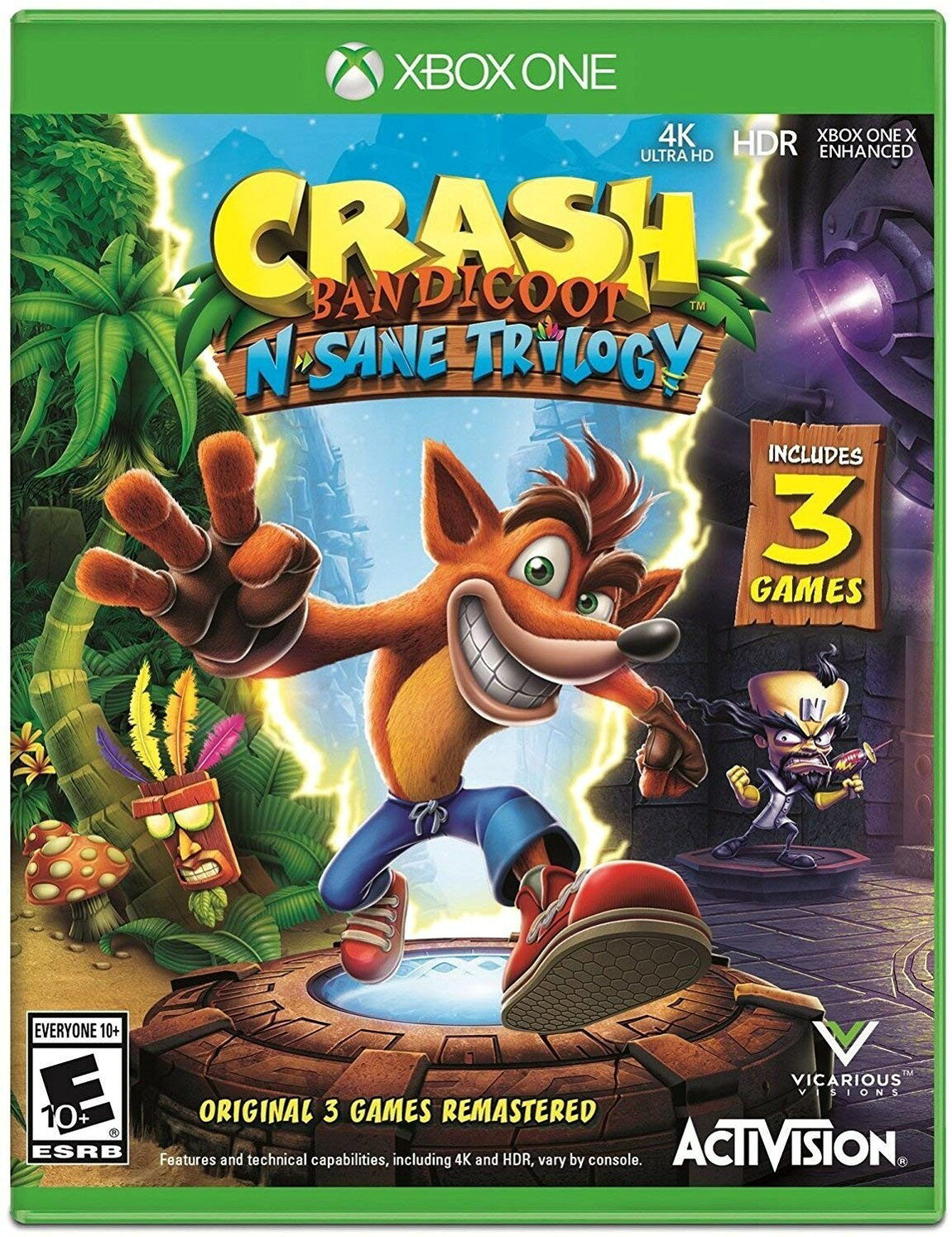 PRODUCT DETAILS 【商品情報】・商品名：Crash Bandicoot N. Sane Trilogy 2.00 - Xbox One・対応機種：Xbox One（Xbox One）・仕様：北米版（NTSC-U/C）・言語：英語【コンディション】・新品未開封の海外直輸入品です。・パッケージに輸送によるスレ・小傷がある場合があります。 ■ 北米版ゲームについてのご注意（必ずお読みください） 【北米版 ゲームについてのご注意】こちらの商品は、北米版（海外仕様）のゲームソフトです。・Xbox One（Xbox One）本体はリージョンフリーのため、日本国内の本体でもプレイいただけます。・ゲーム内の表示および音声は、基本的に英語です。日本語には対応していない場合があります。・オンライン機能・ダウンロードコンテンツ等は、アカウントの地域により利用できない場合があります。・海外版であることを理由とした返品・交換はお受けできません。 ■ ご注意 ・掲載画像は実物に近い色味になるよう調整しておりますが、ご利用の環境により差異が生じる場合があります。・複数店舗で在庫を共有しているため、ご注文後に在庫切れとなる場合がございます。・海外倉庫からのお取り寄せのため、発送までに数日〜2〜3週間程度かかる場合があります。 ■ 納期についてお届けの目安を必ずご確認ください。 ご注意 海外からの輸入品となります。海外輸送のため、外箱に軽微なスレ等がある場合がございますが、商品本体には影響ございません。 ※在庫状況は仕入先の在庫情報をもとに出来る限り正確に表示しておりますが、取寄せ商品のため、タイミングによりご注文後に欠品・キャンセルとなる場合がございます。