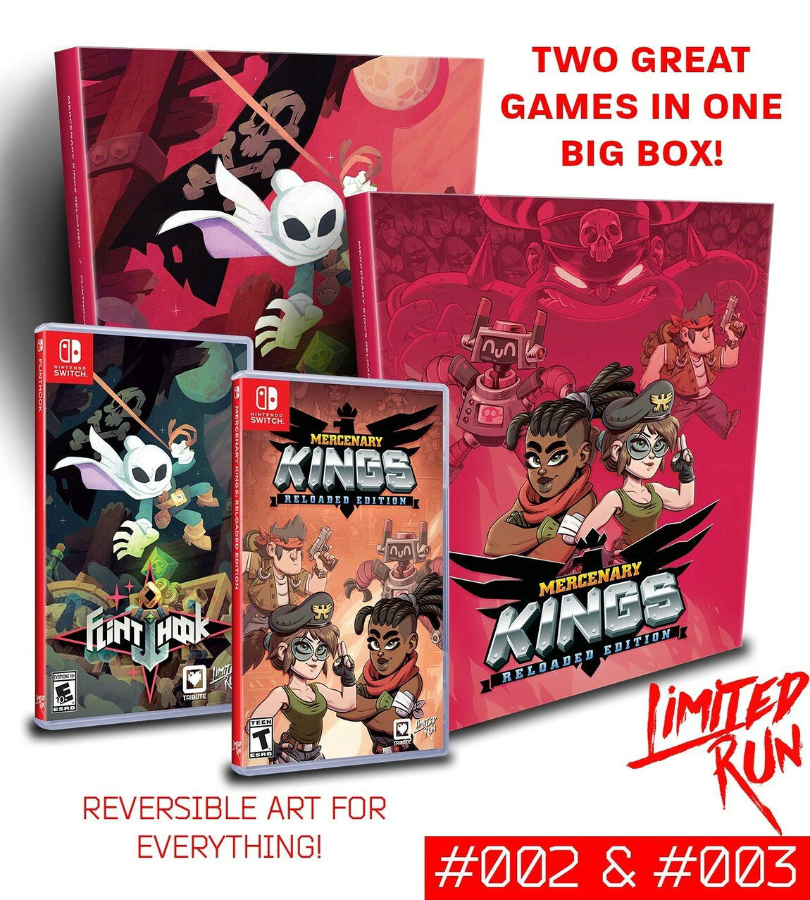 PRODUCT DETAILS 【商品情報】・商品名：Tribute Treasure Box (Mercenary Kings/Flinthook) - Nintendo Switch・対応機種：ニンテンドースイッチ（Switch）・仕様：北米版（NTSC-U/C）・言語：英語【コンディション】・新品未開封の海外直輸入品です。・パッケージに輸送によるスレ・小傷がある場合があります。 ■ 北米版ゲームについてのご注意（必ずお読みください） 【北米版 ゲームについてのご注意】こちらの商品は、北米版（海外仕様）のゲームソフトです。・ニンテンドースイッチ（Switch）本体はリージョンフリーのため、日本国内の本体でもプレイいただけます。・ゲーム内の表示および音声は、基本的に英語です。日本語には対応していない場合があります。・オンライン機能・ダウンロードコンテンツ等は、アカウントの地域により利用できない場合があります。・海外版であることを理由とした返品・交換はお受けできません。 ■ ご注意 ・掲載画像は実物に近い色味になるよう調整しておりますが、ご利用の環境により差異が生じる場合があります。・複数店舗で在庫を共有しているため、ご注文後に在庫切れとなる場合がございます。・海外倉庫からのお取り寄せのため、発送までに数日〜2〜3週間程度かかる場合があります。 ■ 納期についてお届けの目安を必ずご確認ください。 ご注意 海外からの輸入品となります。海外輸送のため、外箱に軽微なスレ等がある場合がございますが、商品本体には影響ございません。 ※在庫状況は仕入先の在庫情報をもとに出来る限り正確に表示しておりますが、取寄せ商品のため、タイミングによりご注文後に欠品・キャンセルとなる場合がございます。