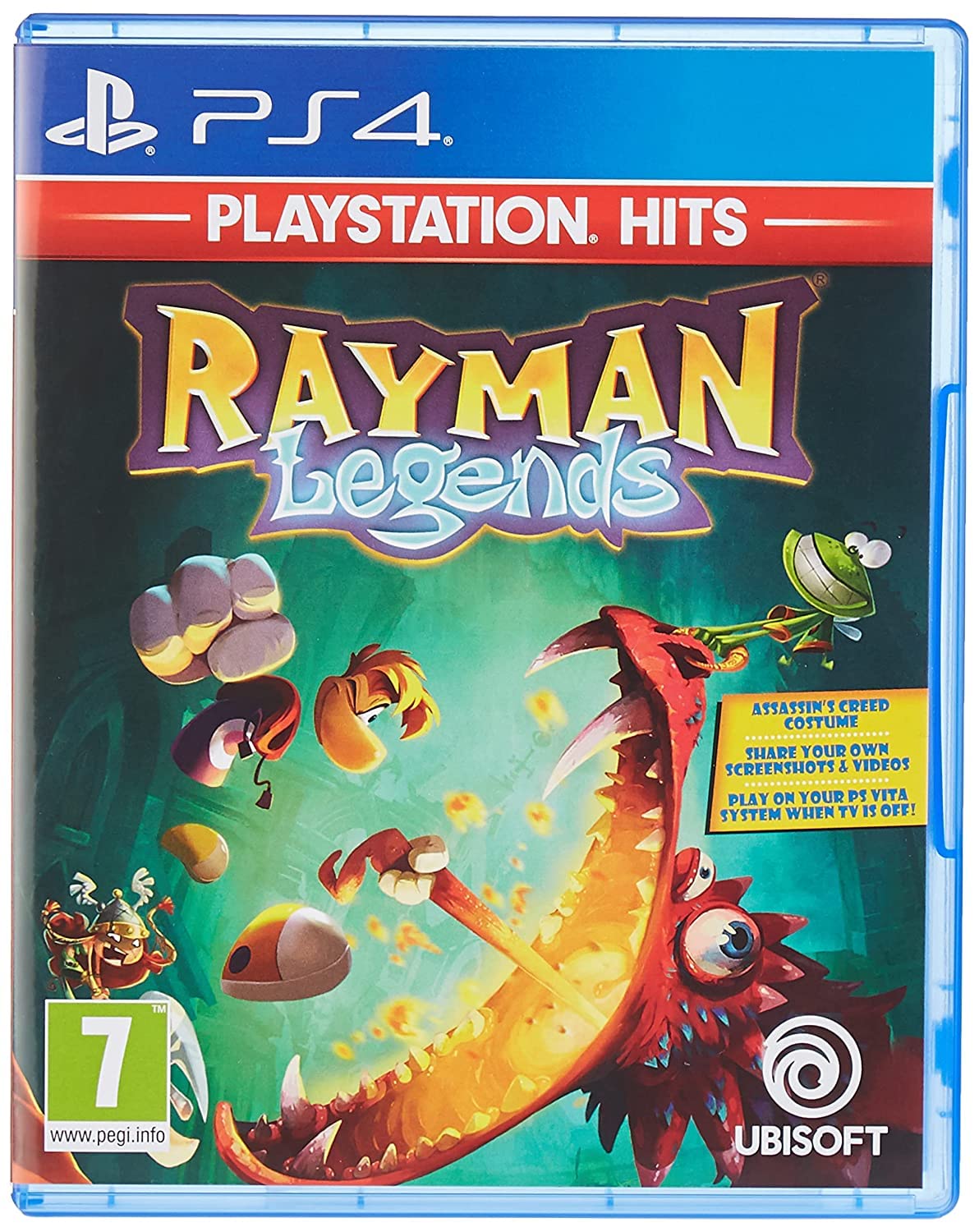PRODUCT DETAILS 【商品情報】・商品名：Rayman Legends (PS4)・対応機種：PlayStation 4（PS4）・仕様：北米版（NTSC-U/C）・言語：英語【コンディション】・海外直輸入品です。・パッケージに輸送によるスレ・小傷がある場合があります。 ■ 北米版ゲームについてのご注意（必ずお読みください） 【北米版 ゲームについてのご注意】こちらの商品は、北米版（海外仕様）のゲームソフトです。・PS4のゲームディスクはリージョンフリーのため、日本国内のPS4本体でもプレイいただけます。・ゲーム内の表示および音声は英語です。日本語には対応しておりません。・追加コンテンツ（DLC）やオンライン機能のご利用には、北米（海外）アカウントが必要となる場合があります。・一部のタイトルでは、お手持ちの本体・環境により正常に動作しない場合があります。・海外版であることを理由とした返品・交換はお受けできません。 ■ ご注意 ・掲載画像は実物に近い色味になるよう調整しておりますが、ご利用の環境により差異が生じる場合があります。・複数店舗で在庫を共有しているため、ご注文後に在庫切れとなる場合がございます。・海外倉庫からのお取り寄せのため、発送までに数日〜2〜3週間程度かかる場合があります。 ■ 納期についてお届けの目安を必ずご確認ください。 ご注意 海外からの輸入品となります。海外輸送のため、外箱に軽微なスレ等がある場合がございますが、商品本体には影響ございません。 ※在庫状況は仕入先の在庫情報をもとに出来る限り正確に表示しておりますが、取寄せ商品のため、タイミングによりご注文後に欠品・キャンセルとなる場合がございます。