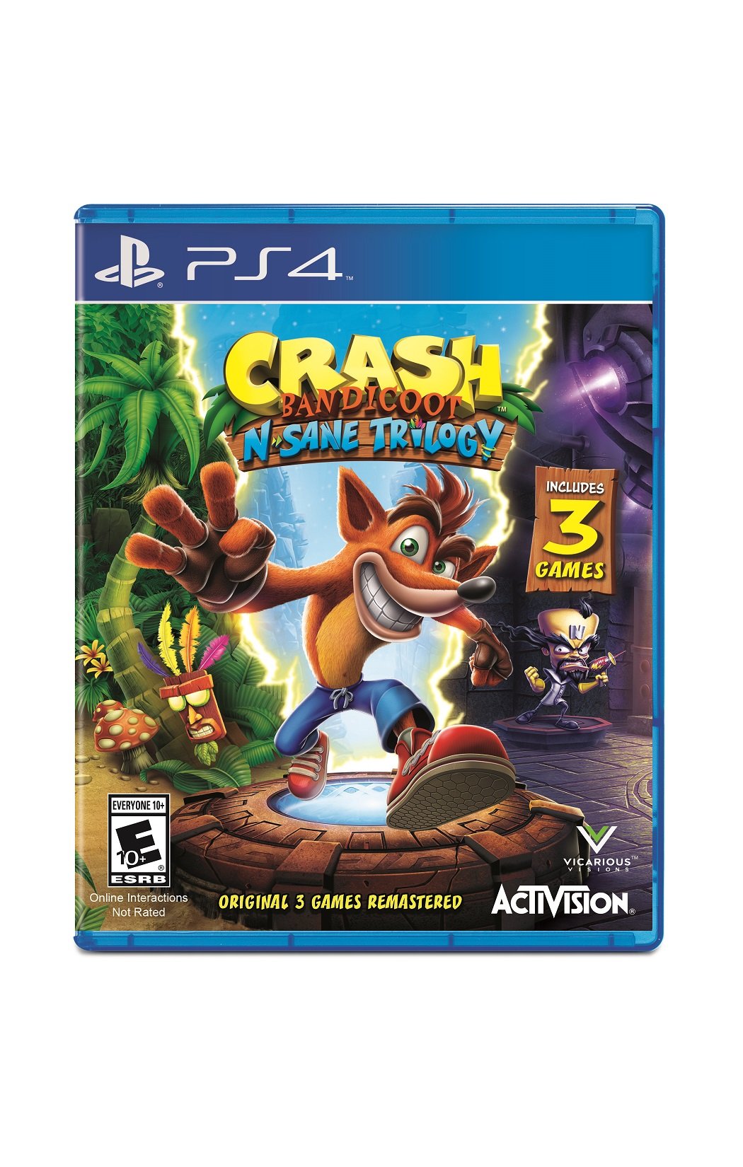 PRODUCT DETAILS 【商品情報】・商品名：Crash Bandicoot N. Sane Trilogy - PlayStation 4 Standard Edition・対応機種：PlayStation 4（PS4）・仕様：北米版（NTSC-U/C）・言語：英語【コンディション】・海外直輸入品です。・パッケージに輸送によるスレ・小傷がある場合があります。 ■ 北米版ゲームについてのご注意（必ずお読みください） 【北米版 ゲームについてのご注意】こちらの商品は、北米版（海外仕様）のゲームソフトです。・PS4のゲームディスクはリージョンフリーのため、日本国内のPS4本体でもプレイいただけます。・ゲーム内の表示および音声は英語です。日本語には対応しておりません。・追加コンテンツ（DLC）やオンライン機能のご利用には、北米（海外）アカウントが必要となる場合があります。・一部のタイトルでは、お手持ちの本体・環境により正常に動作しない場合があります。・海外版であることを理由とした返品・交換はお受けできません。 ■ ご注意 ・掲載画像は実物に近い色味になるよう調整しておりますが、ご利用の環境により差異が生じる場合があります。・複数店舗で在庫を共有しているため、ご注文後に在庫切れとなる場合がございます。・海外倉庫からのお取り寄せのため、発送までに数日〜2〜3週間程度かかる場合があります。 ■ 納期についてお届けの目安を必ずご確認ください。 ご注意 海外からの輸入品となります。海外輸送のため、外箱に軽微なスレ等がある場合がございますが、商品本体には影響ございません。 ※在庫状況は仕入先の在庫情報をもとに出来る限り正確に表示しておりますが、取寄せ商品のため、タイミングによりご注文後に欠品・キャンセルとなる場合がございます。