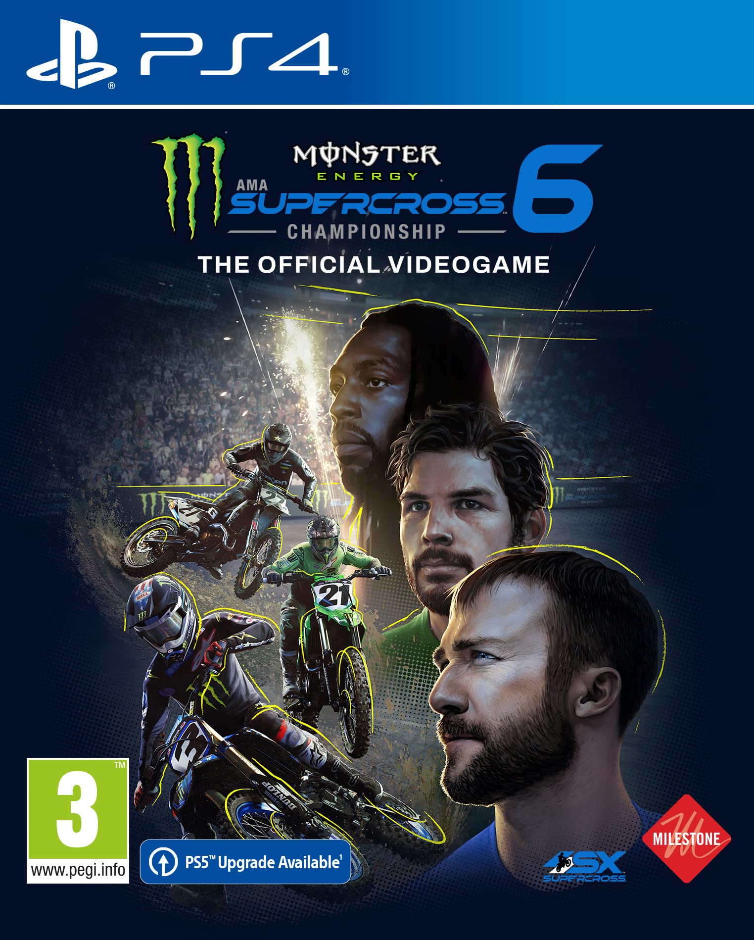 PRODUCT DETAILS 【商品情報】・商品名：Monster Energy Supercross 6 - The Official Videogame (PS4)・対応機種：PlayStation 4（PS4）・仕様：北米版（NTSC-U/C）・言語：英語【コンディション】・海外直輸入品です。・パッケージに輸送によるスレ・小傷がある場合があります。 ■ 北米版ゲームについてのご注意（必ずお読みください） 【北米版 ゲームについてのご注意】こちらの商品は、北米版（海外仕様）のゲームソフトです。・PS4のゲームディスクはリージョンフリーのため、日本国内のPS4本体でもプレイいただけます。・ゲーム内の表示および音声は英語です。日本語には対応しておりません。・追加コンテンツ（DLC）やオンライン機能のご利用には、北米（海外）アカウントが必要となる場合があります。・一部のタイトルでは、お手持ちの本体・環境により正常に動作しない場合があります。・海外版であることを理由とした返品・交換はお受けできません。 ■ ご注意 ・掲載画像は実物に近い色味になるよう調整しておりますが、ご利用の環境により差異が生じる場合があります。・複数店舗で在庫を共有しているため、ご注文後に在庫切れとなる場合がございます。・海外倉庫からのお取り寄せのため、発送までに数日〜2〜3週間程度かかる場合があります。 ■ 納期についてお届けの目安を必ずご確認ください。 ご注意 海外からの輸入品となります。海外輸送のため、外箱に軽微なスレ等がある場合がございますが、商品本体には影響ございません。 ※在庫状況は仕入先の在庫情報をもとに出来る限り正確に表示しておりますが、取寄せ商品のため、タイミングによりご注文後に欠品・キャンセルとなる場合がございます。